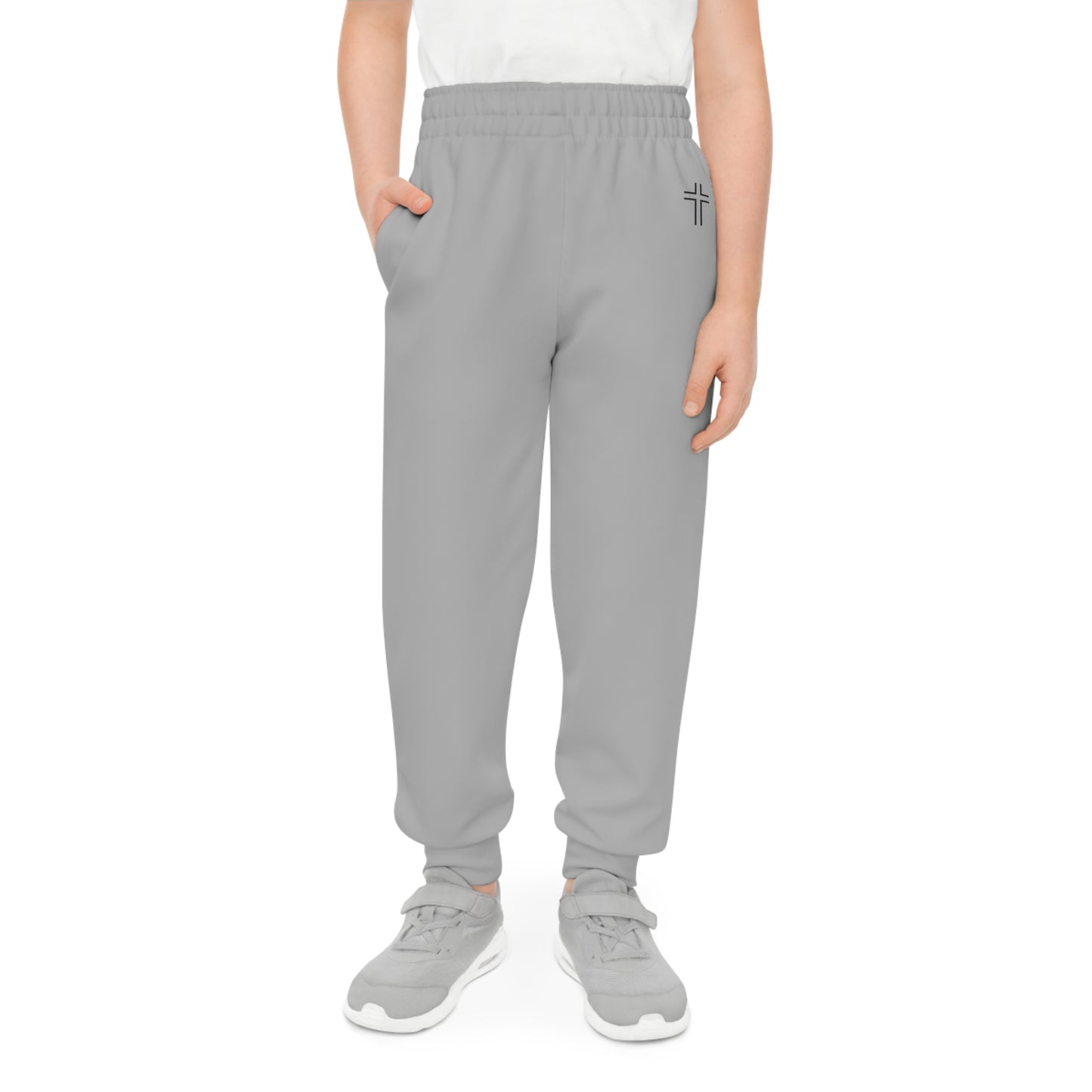 Minimalist | Muted Youth Joggers with Inspirational Cross Design - Comfortable & Stylish Activewear for Kids