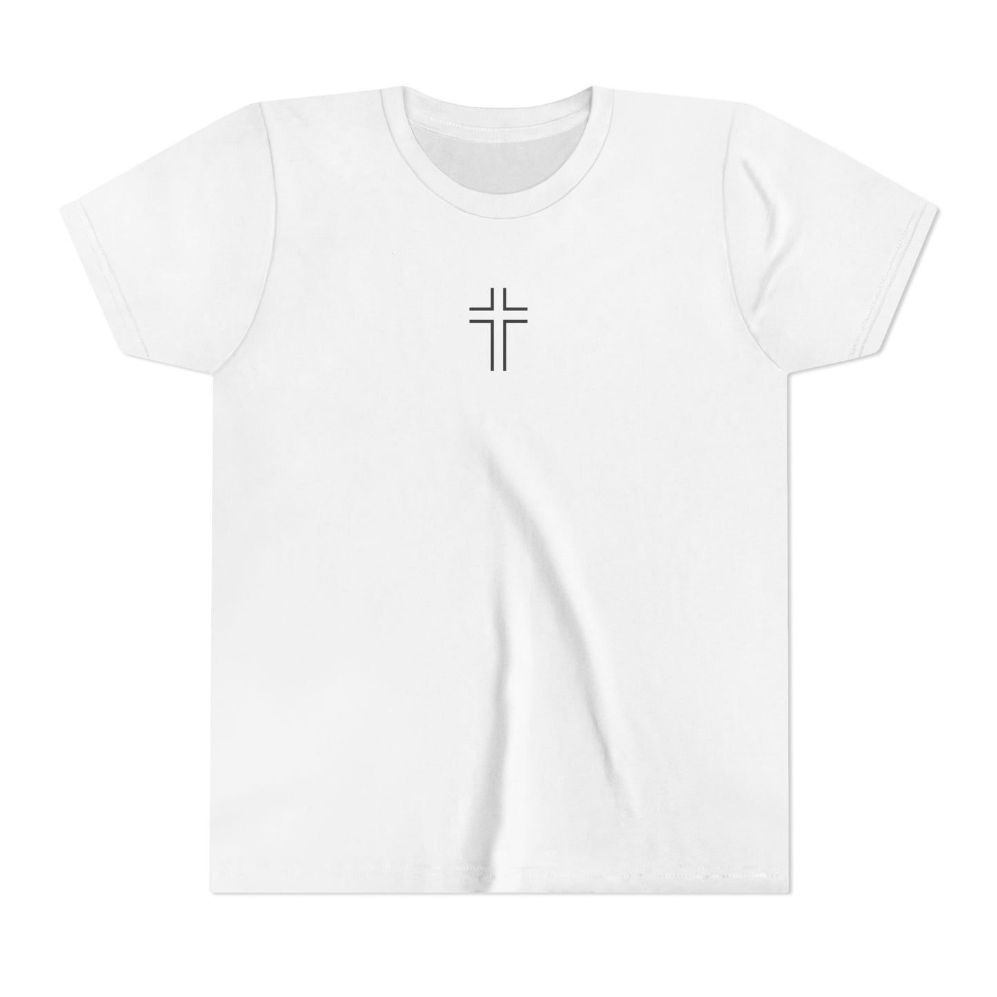 Minimalist | Youth Unisex Short Sleeve Tee with Cross Design