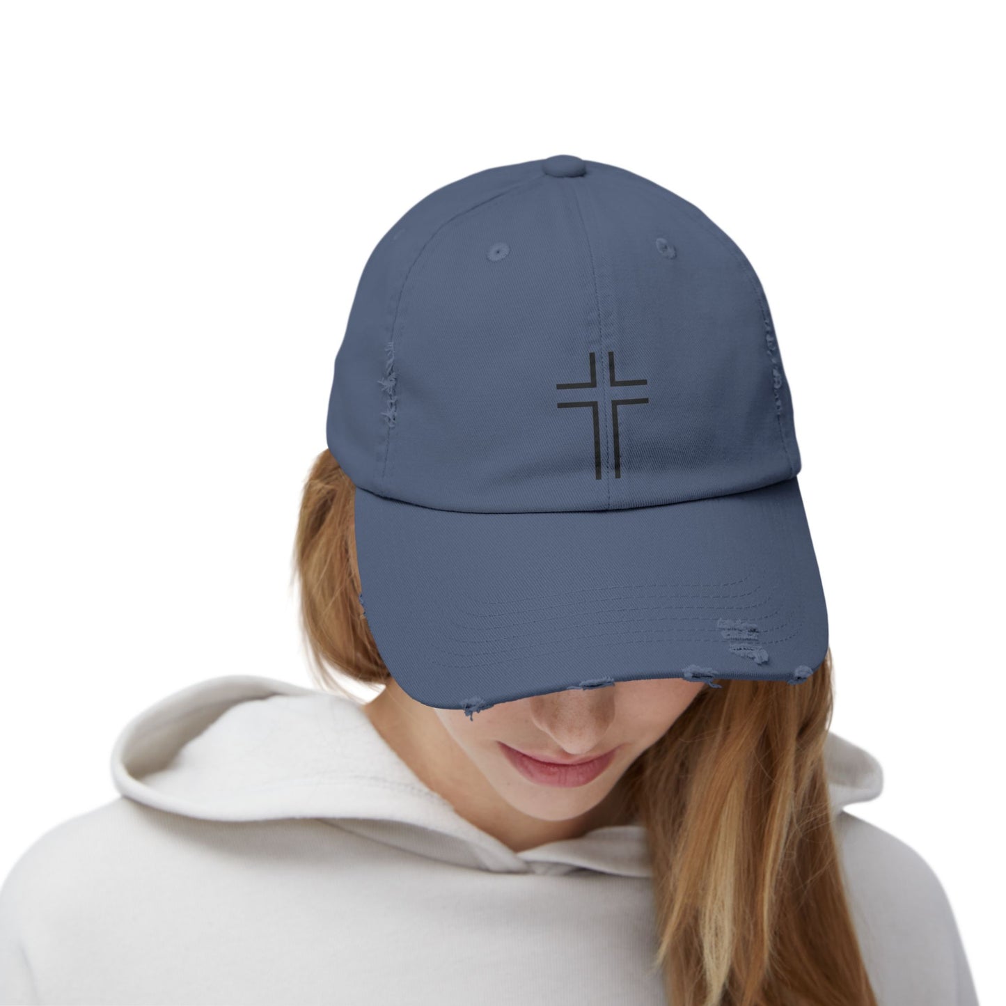 Minimalist | Unisex Distressed Cap with Cross Design