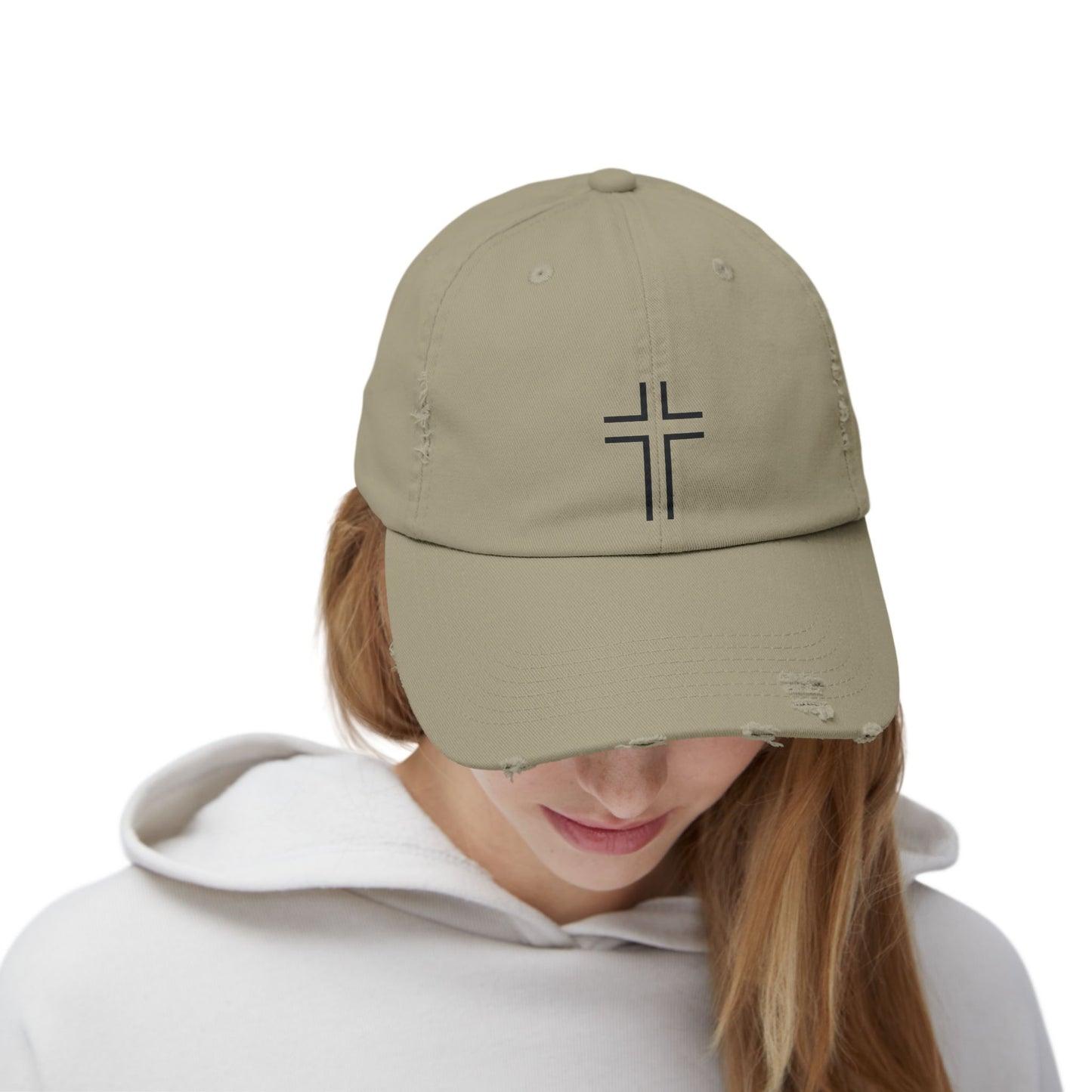 Minimalist | Unisex Distressed Cap with Cross Design