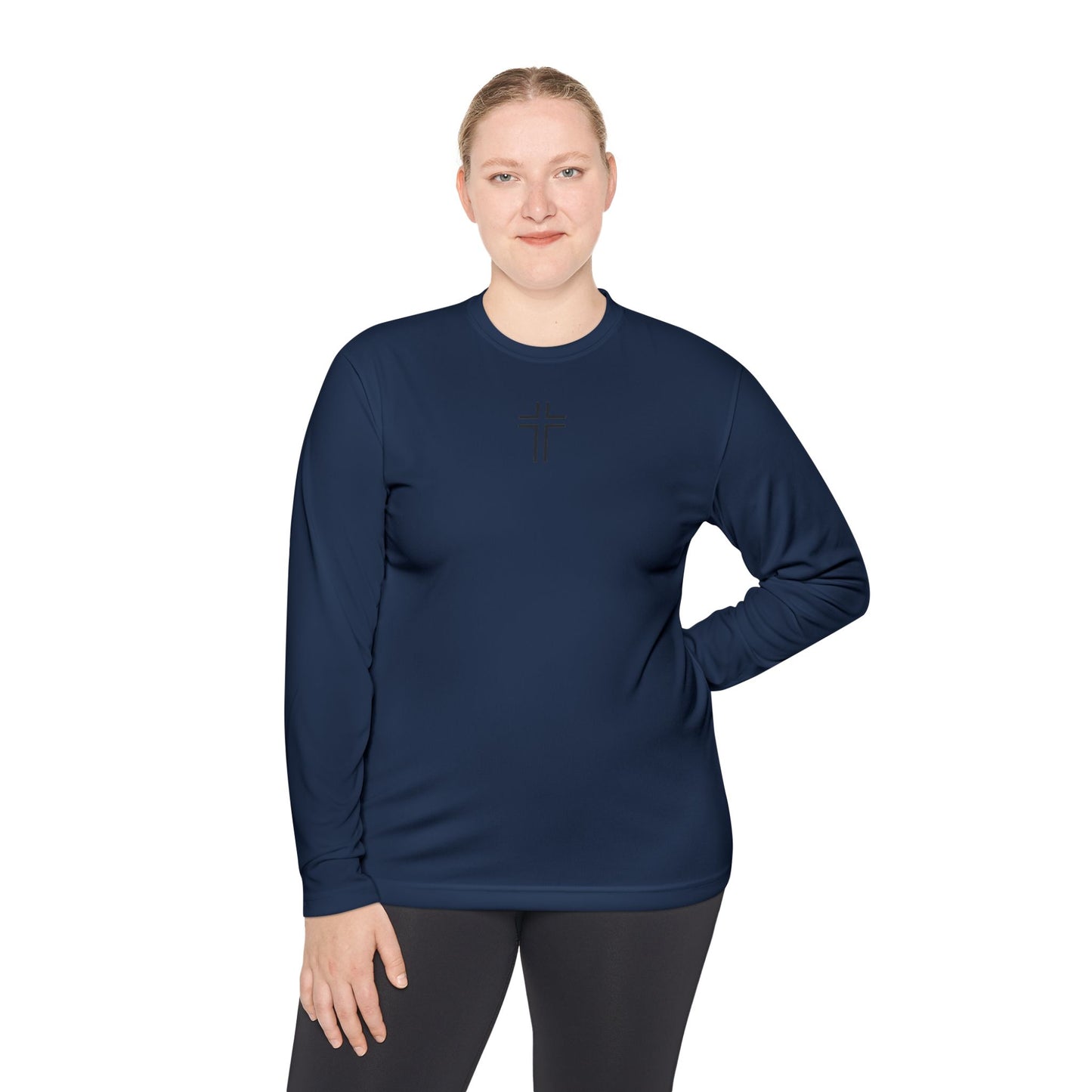 Minimalist | Unisex Long Sleeve Moisture Wicking Tee with Cross Design