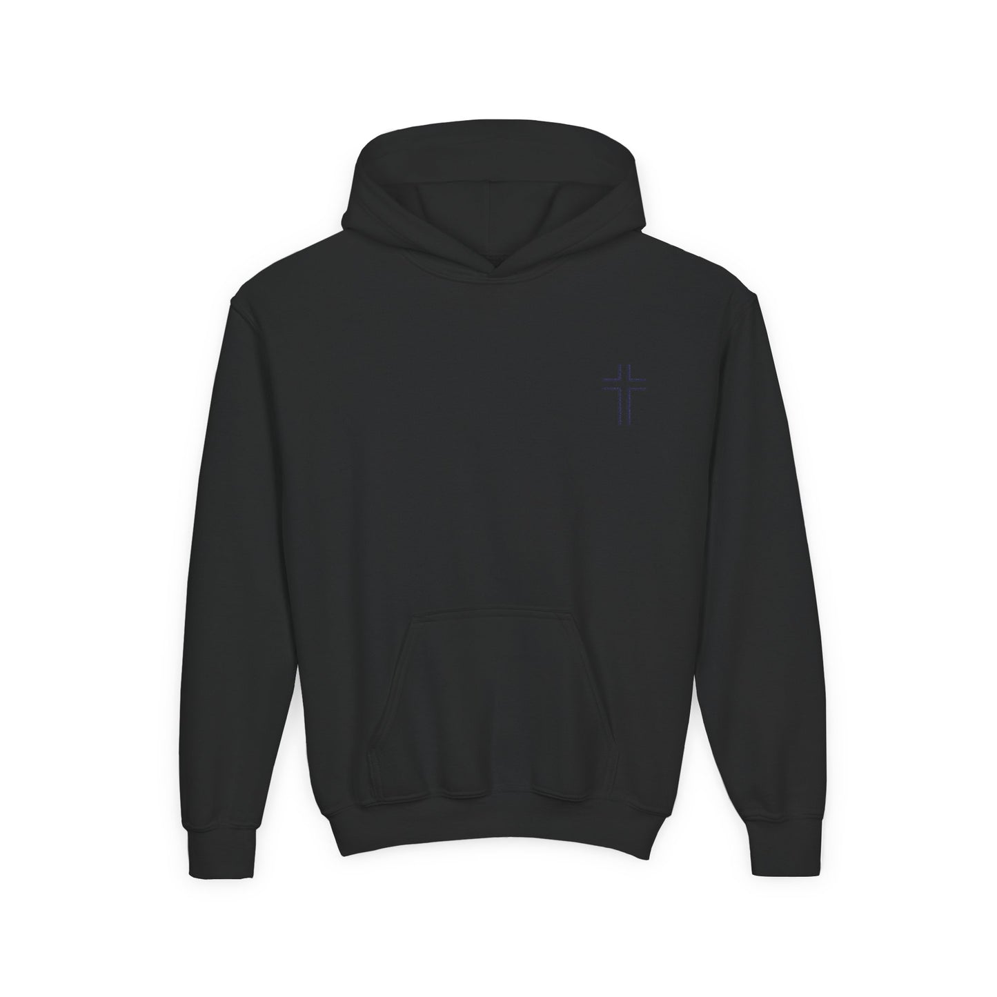 Minimalist | Muted Youth Heavy Blend Hooded Sweatshirt - Faithful Style with Inspirational Cross Design