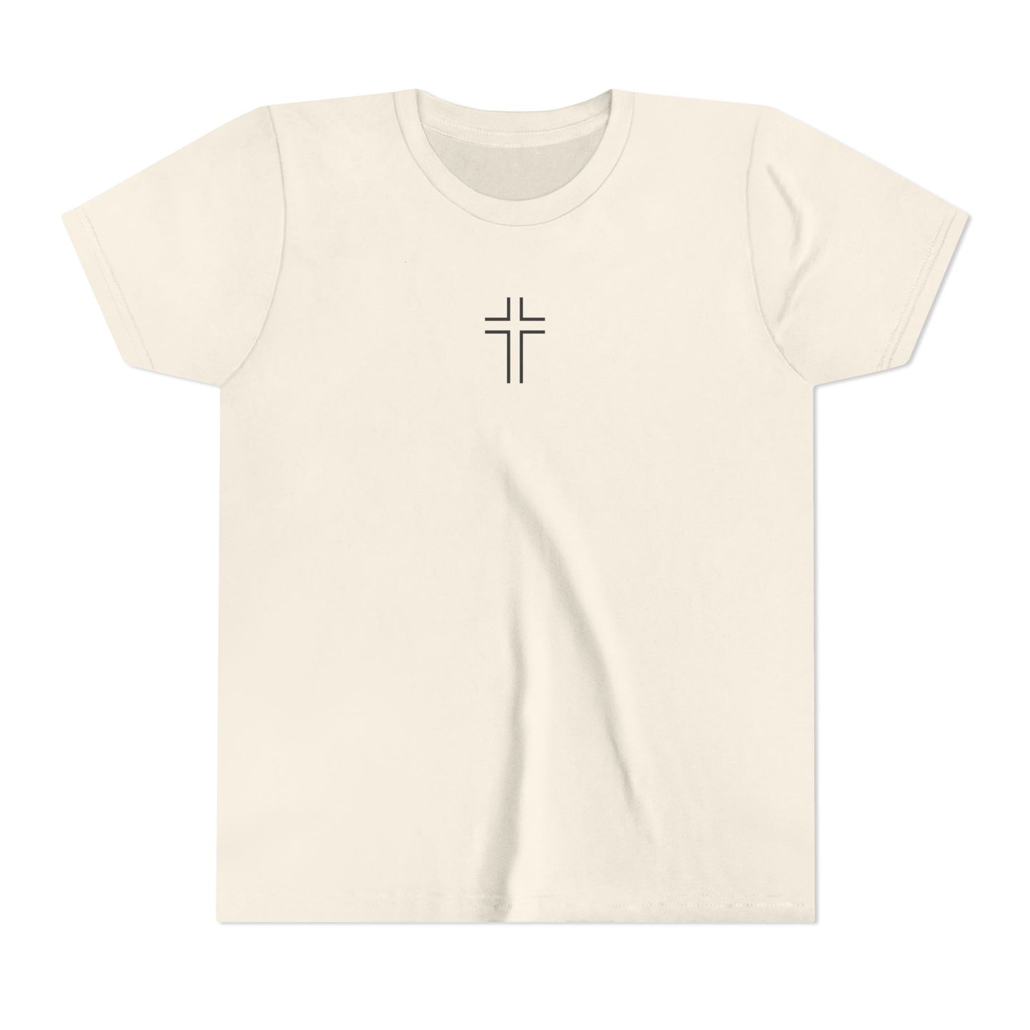 Minimalist | Youth Unisex Short Sleeve Tee with Cross Design