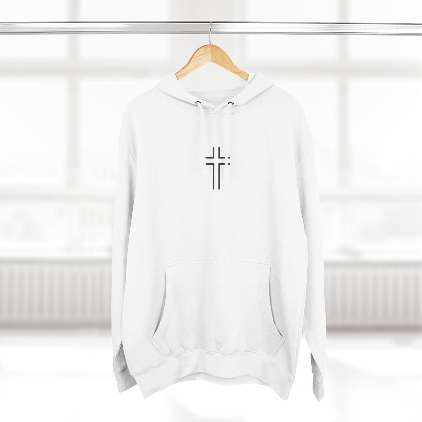 Minimalist | Unisex Fleece Hoodie with Cross Design