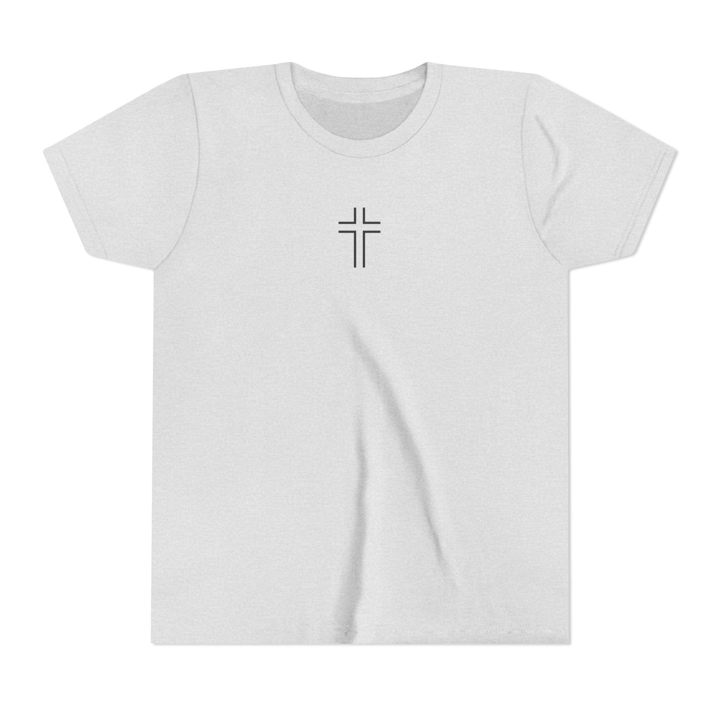 Minimalist | Youth Unisex Short Sleeve Tee with Cross Design