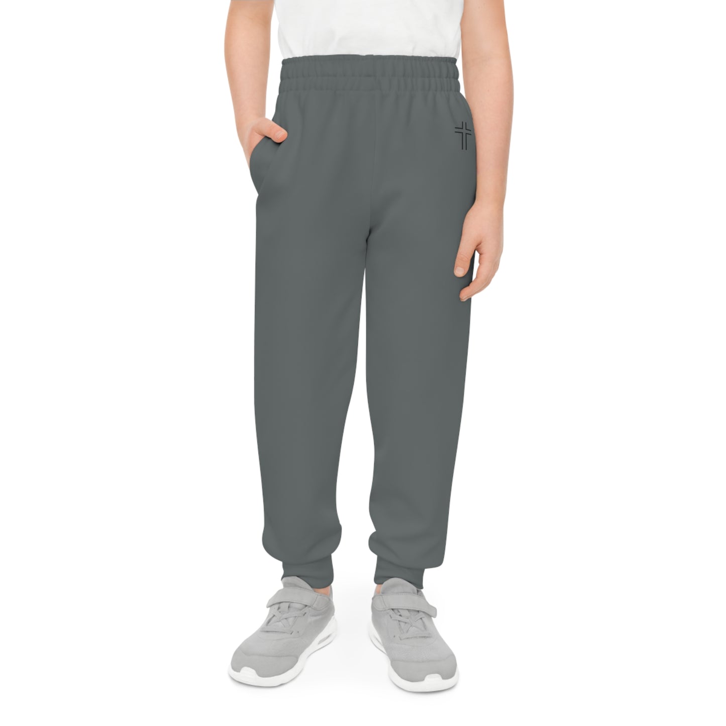 Minimalist | Muted Youth Joggers with Inspirational Cross Design - Comfortable & Stylish Activewear for Kids