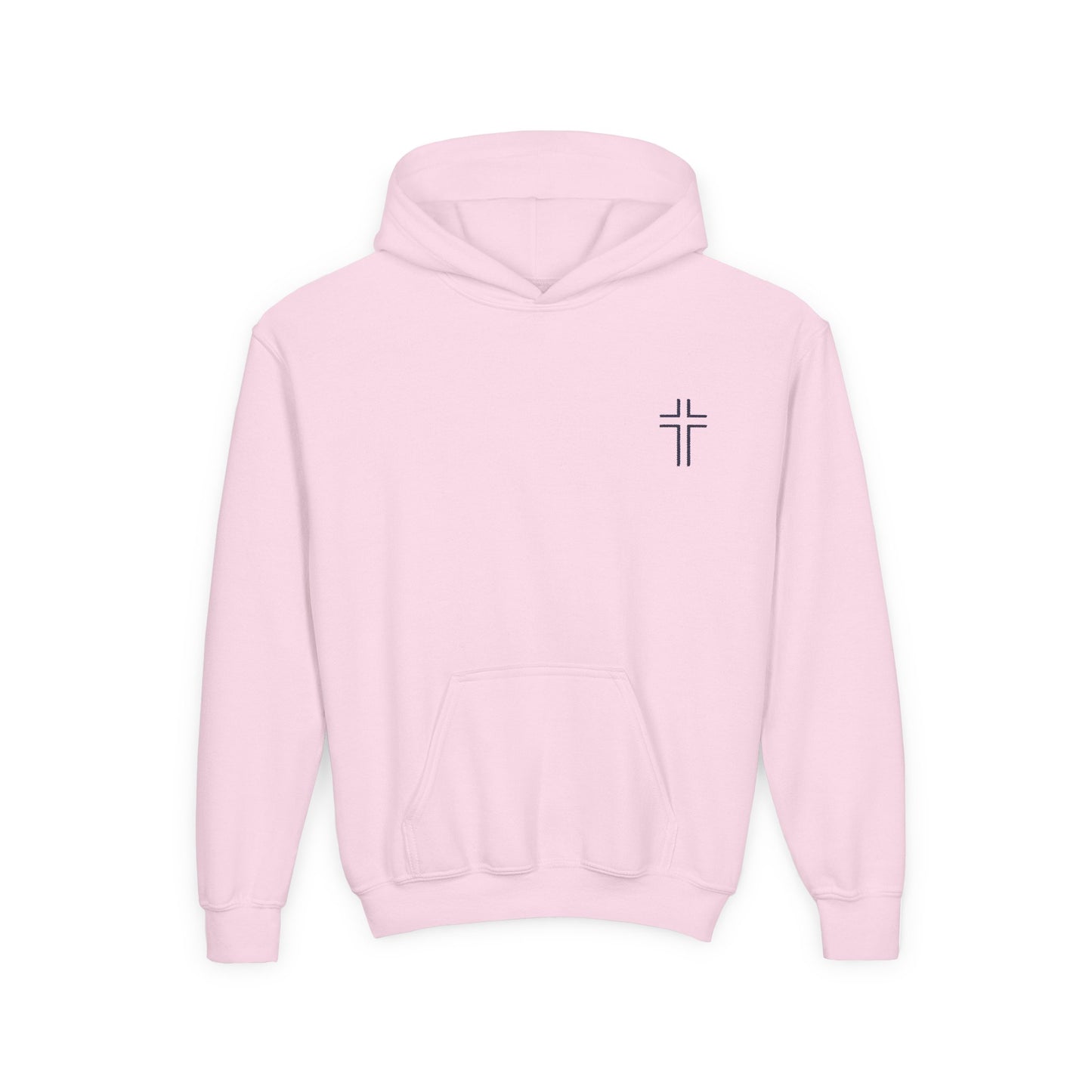 Minimalist | Muted Youth Heavy Blend Hooded Sweatshirt - Faithful Style with Inspirational Cross Design