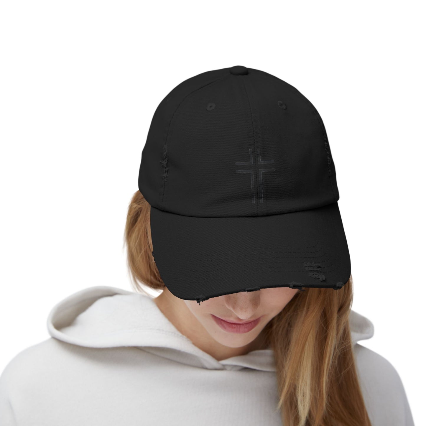 Minimalist | Unisex Distressed Cap with Cross Design