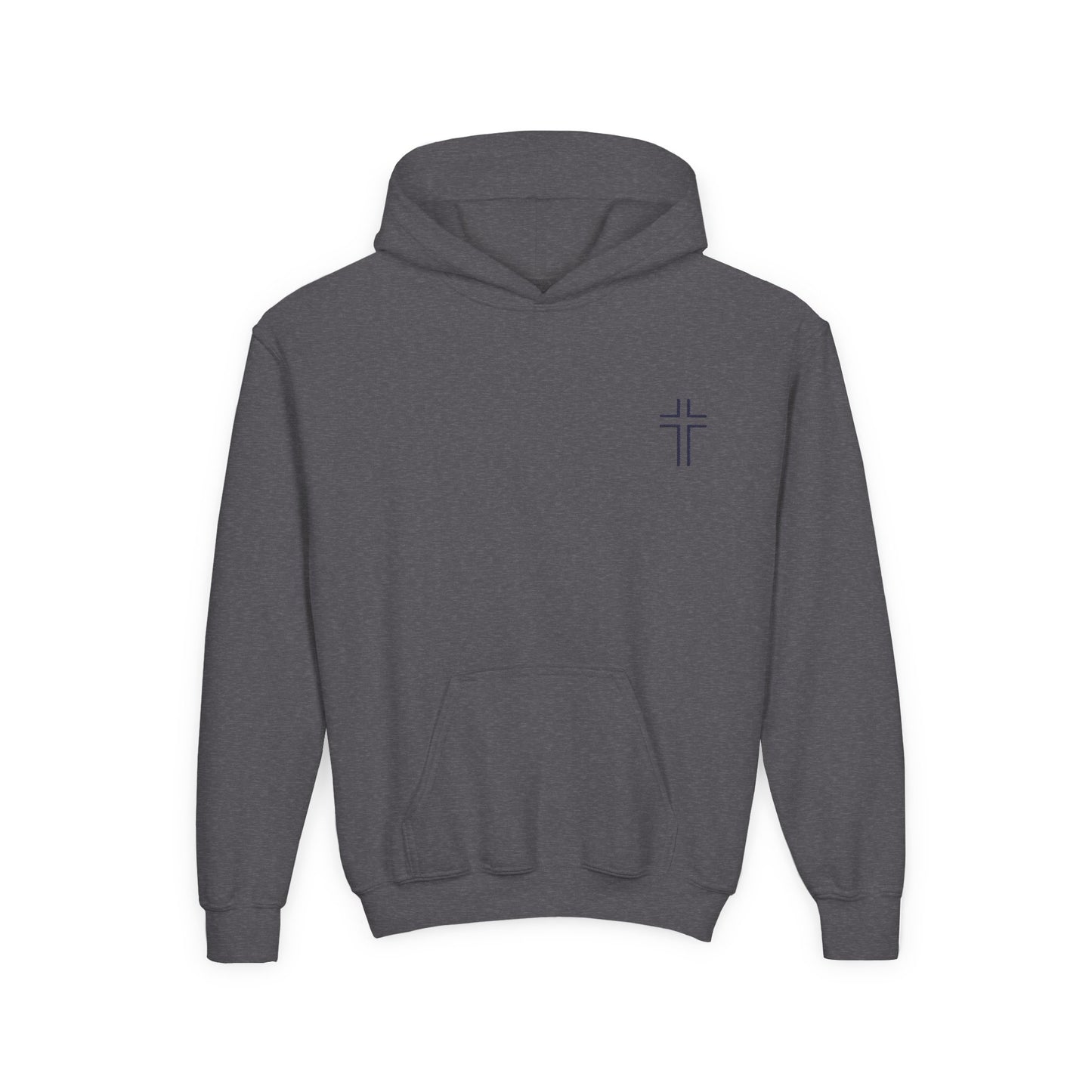 Minimalist | Muted Youth Heavy Blend Hooded Sweatshirt - Faithful Style with Inspirational Cross Design