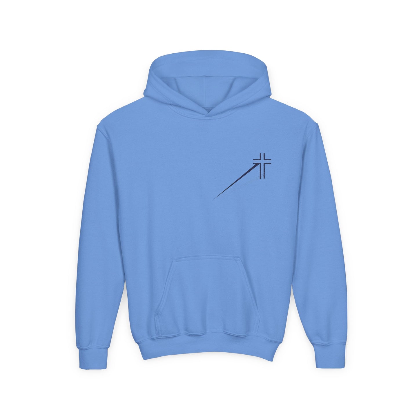 Minimalist | Muted Youth Heavy Blend Hooded Sweatshirt - Faithful Style with Inspirational Cross Design