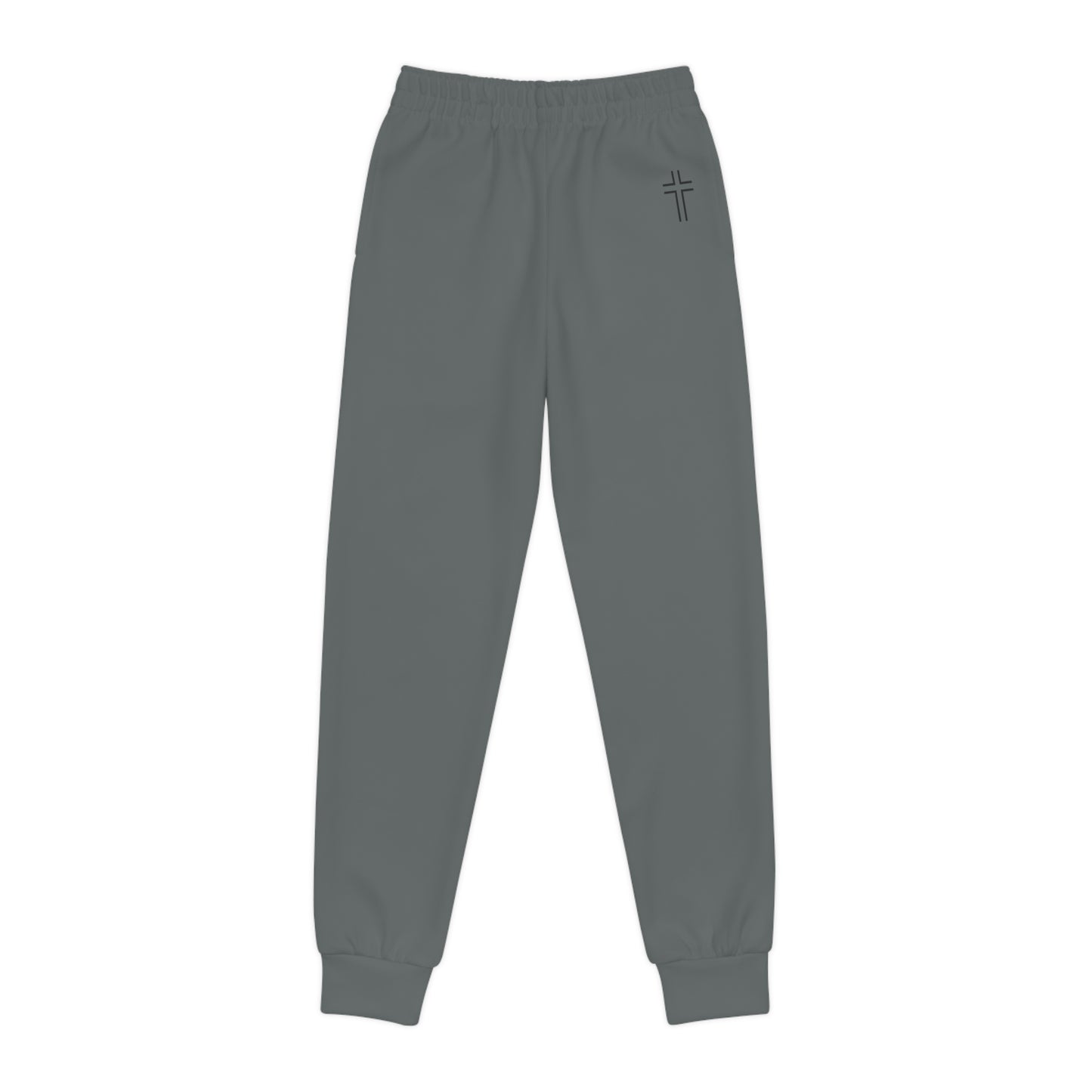 Minimalist | Muted Youth Joggers with Inspirational Cross Design - Comfortable & Stylish Activewear for Kids