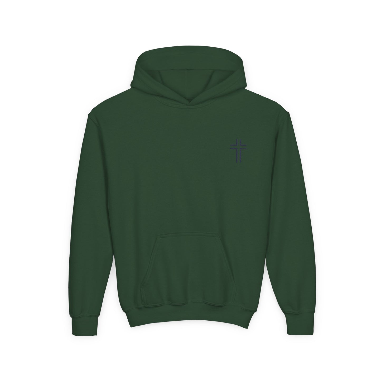Minimalist | Muted Youth Heavy Blend Hooded Sweatshirt - Faithful Style with Inspirational Cross Design