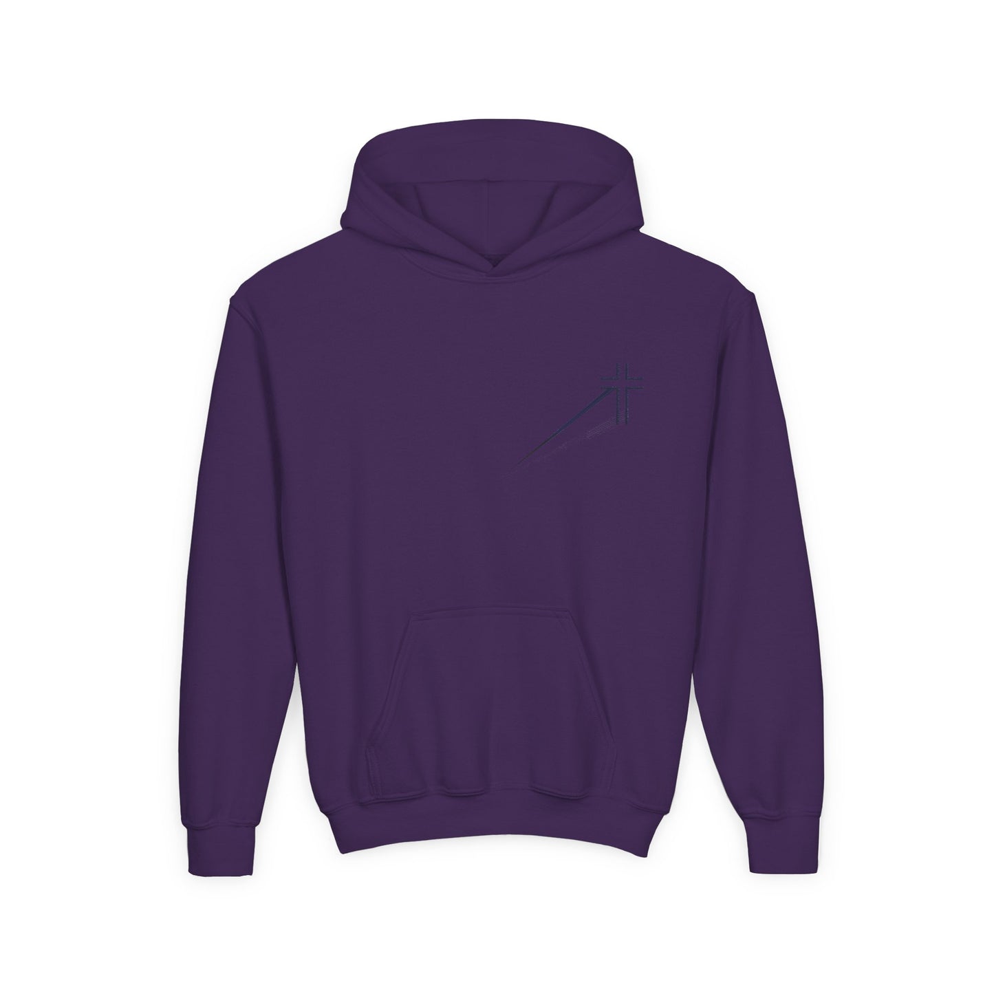 Minimalist | Muted Youth Heavy Blend Hooded Sweatshirt - Faithful Style with Inspirational Cross Design