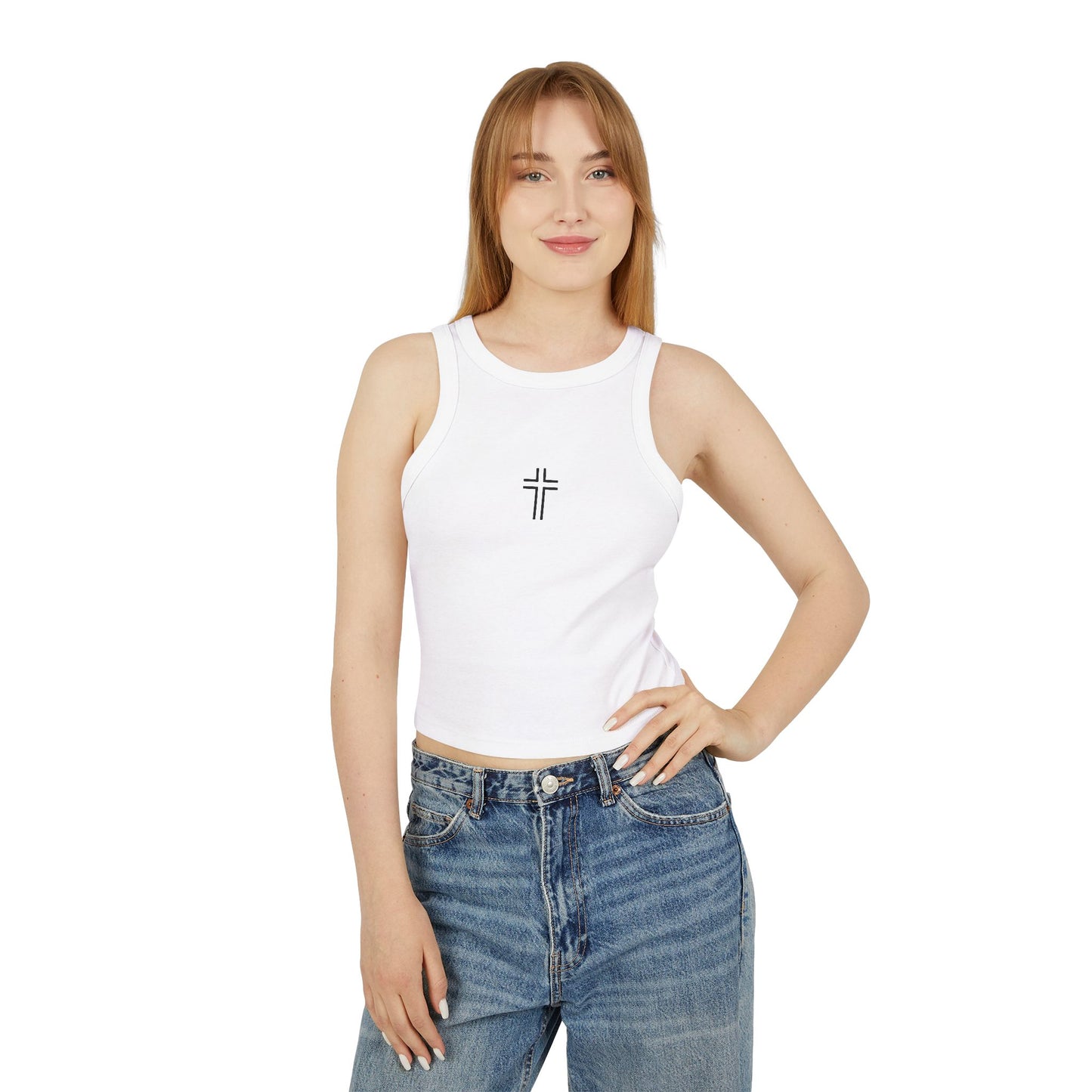 Minimalist | Women's Micro Rib Racer Cross Design Tank Top