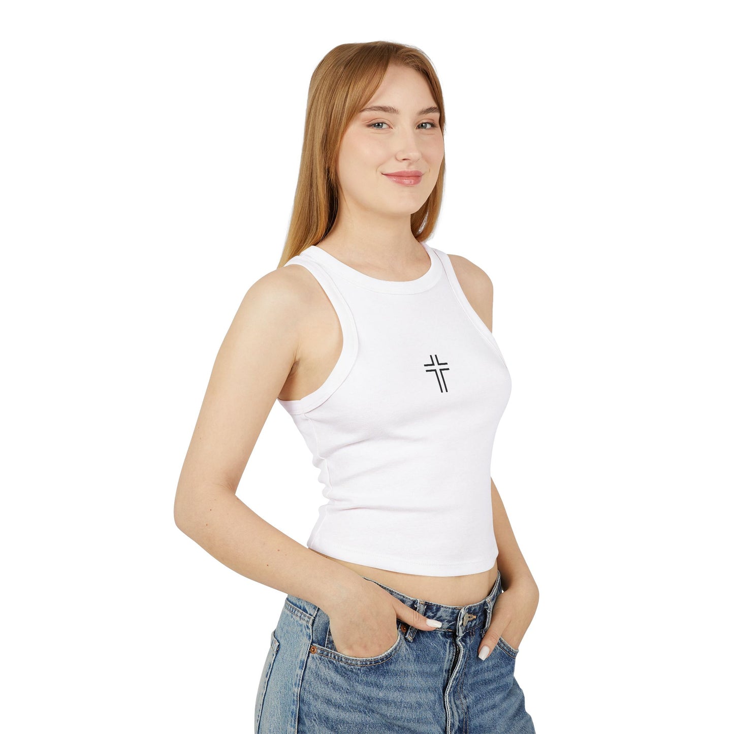 Minimalist | Women's Micro Rib Racer Cross Design Tank Top