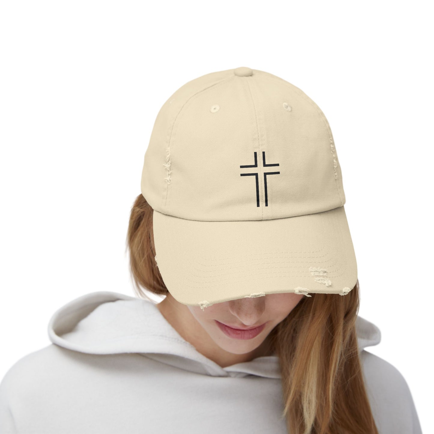Minimalist | Unisex Distressed Cap with Cross Design