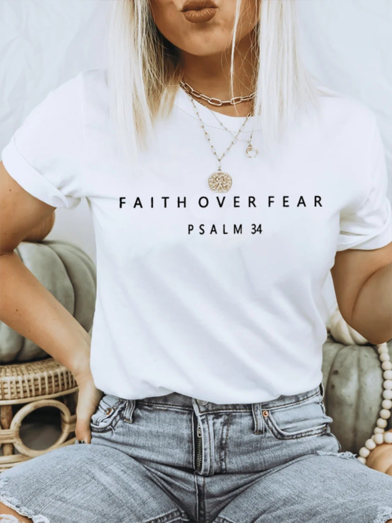 Faith Over Fear Minimalist Women's Graphic Tee