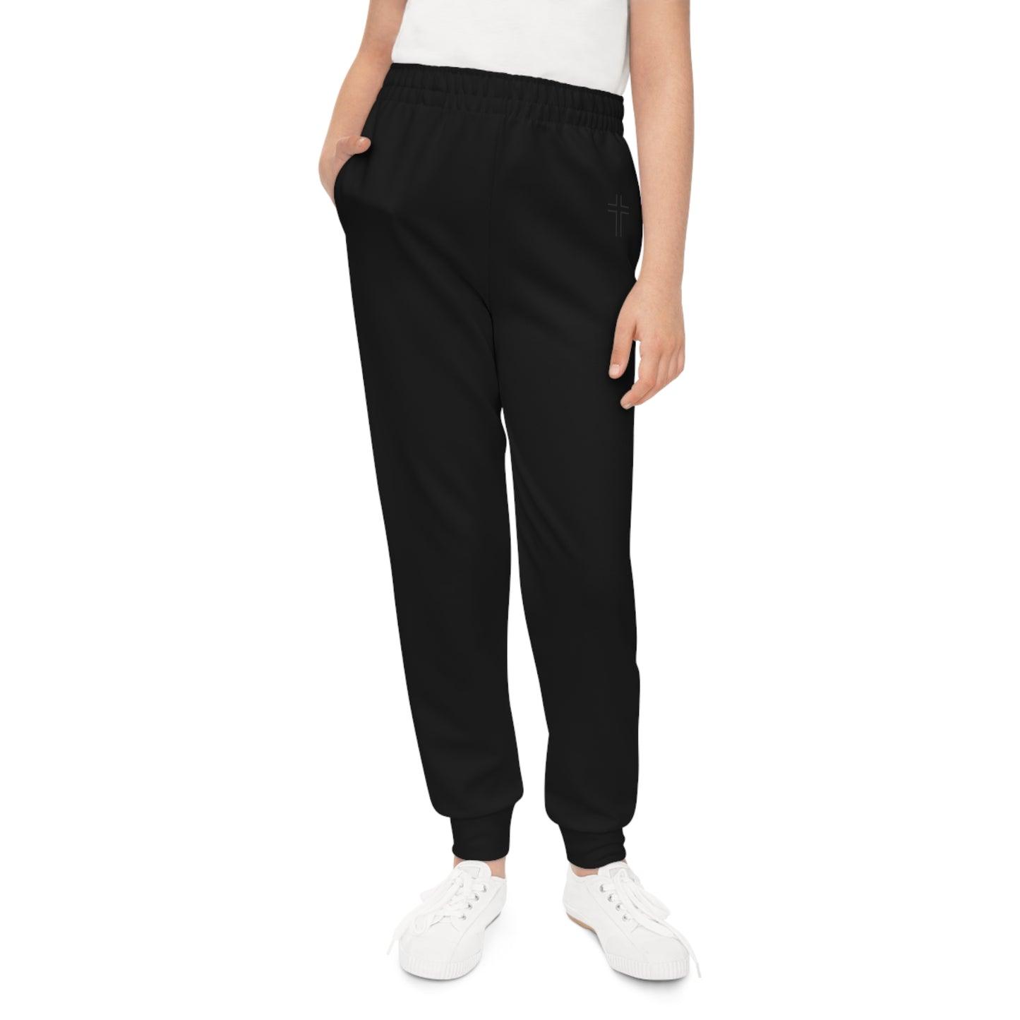Minimalist | Muted Youth Joggers with Inspirational Cross Design - Comfortable & Stylish Activewear for Kids