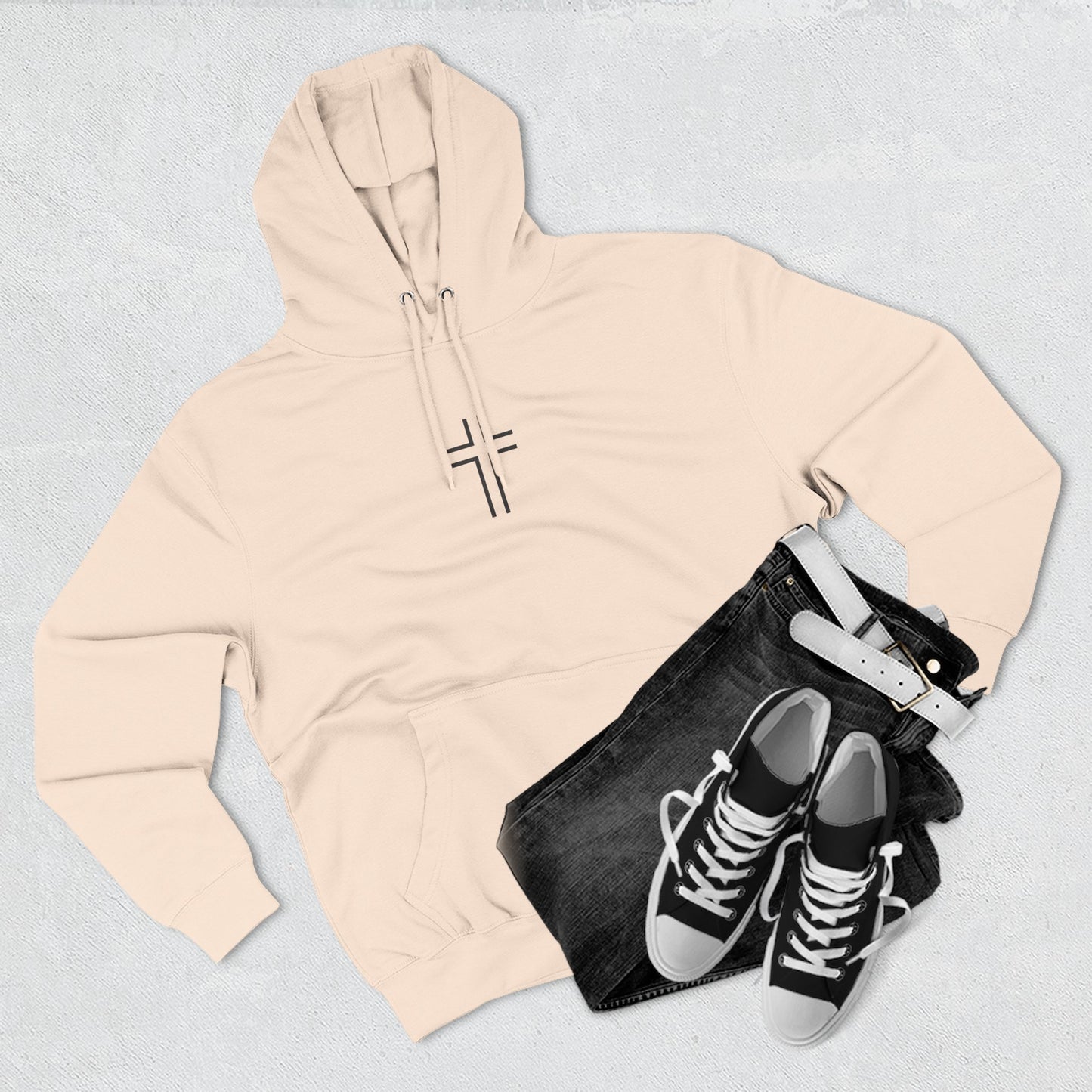 Minimalist | Unisex Fleece Hoodie with Cross Design