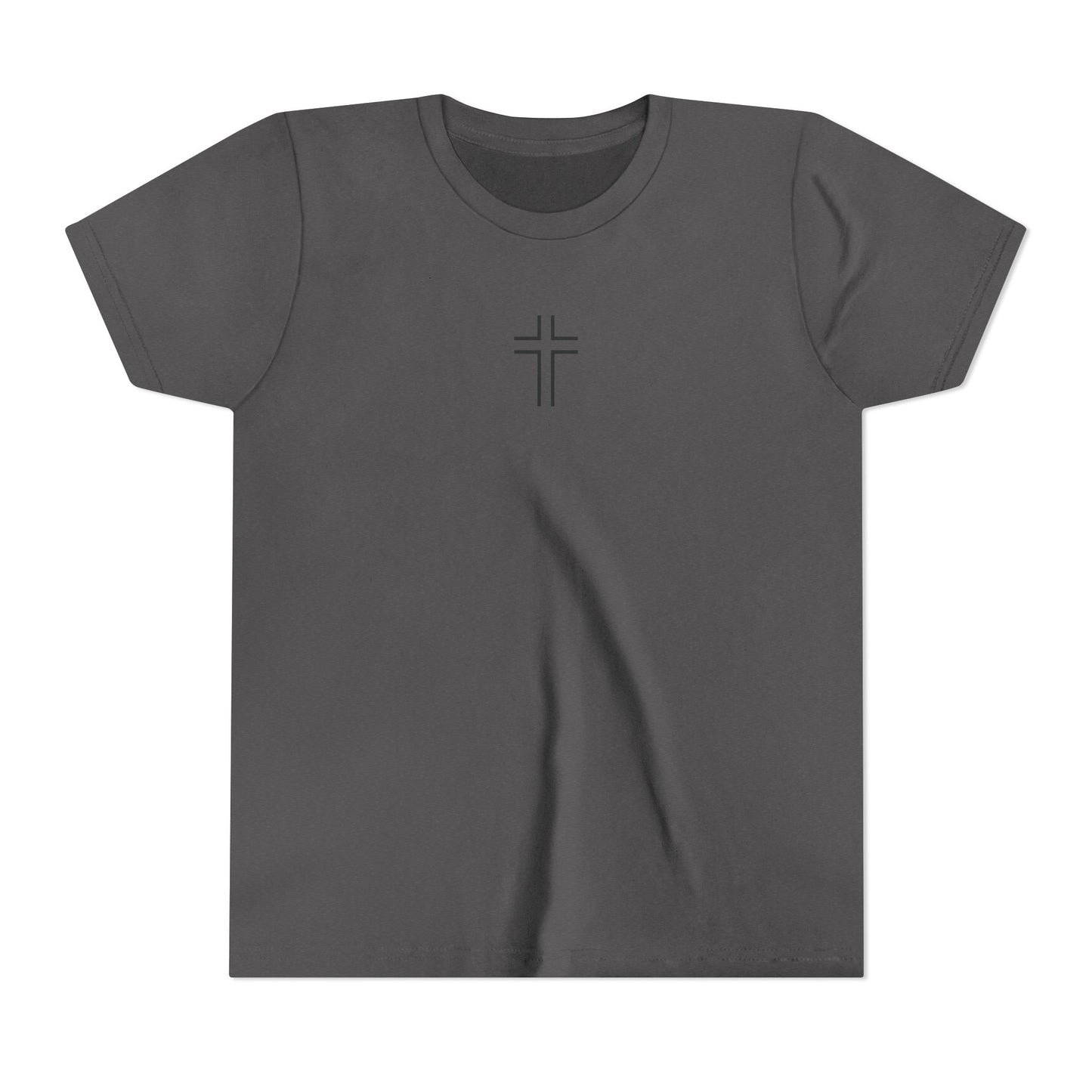 Minimalist | Youth Unisex Short Sleeve Tee with Cross Design