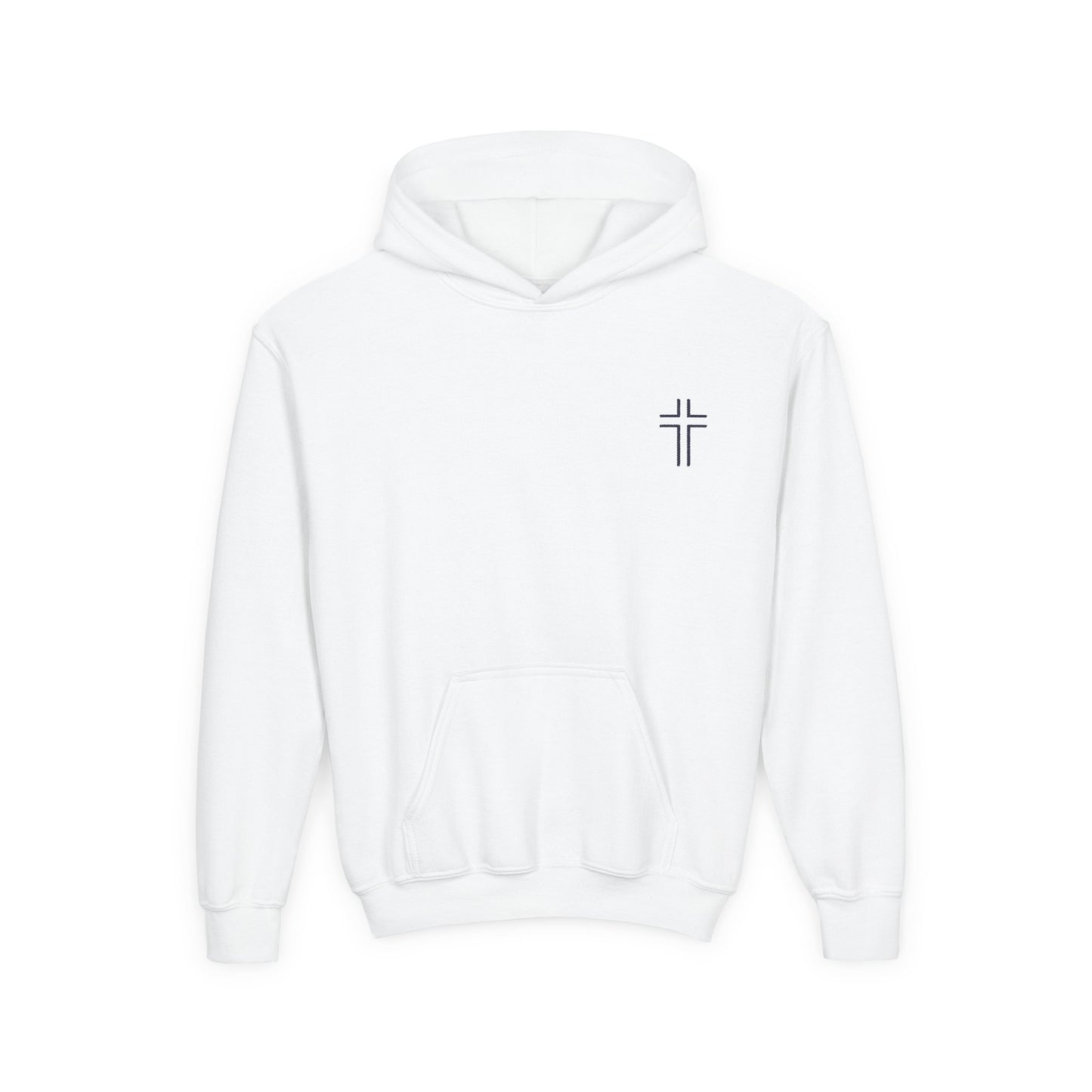 Minimalist | Muted Youth Heavy Blend Hooded Sweatshirt - Faithful Style with Inspirational Cross Design