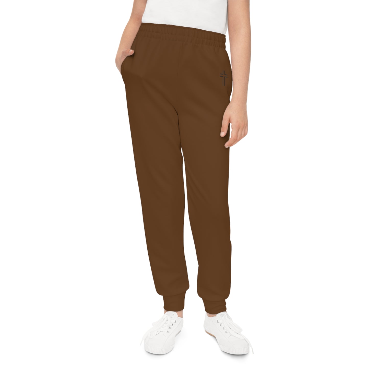 Minimalist | Muted Youth Joggers with Inspirational Cross Design - Comfortable & Stylish Activewear for Kids