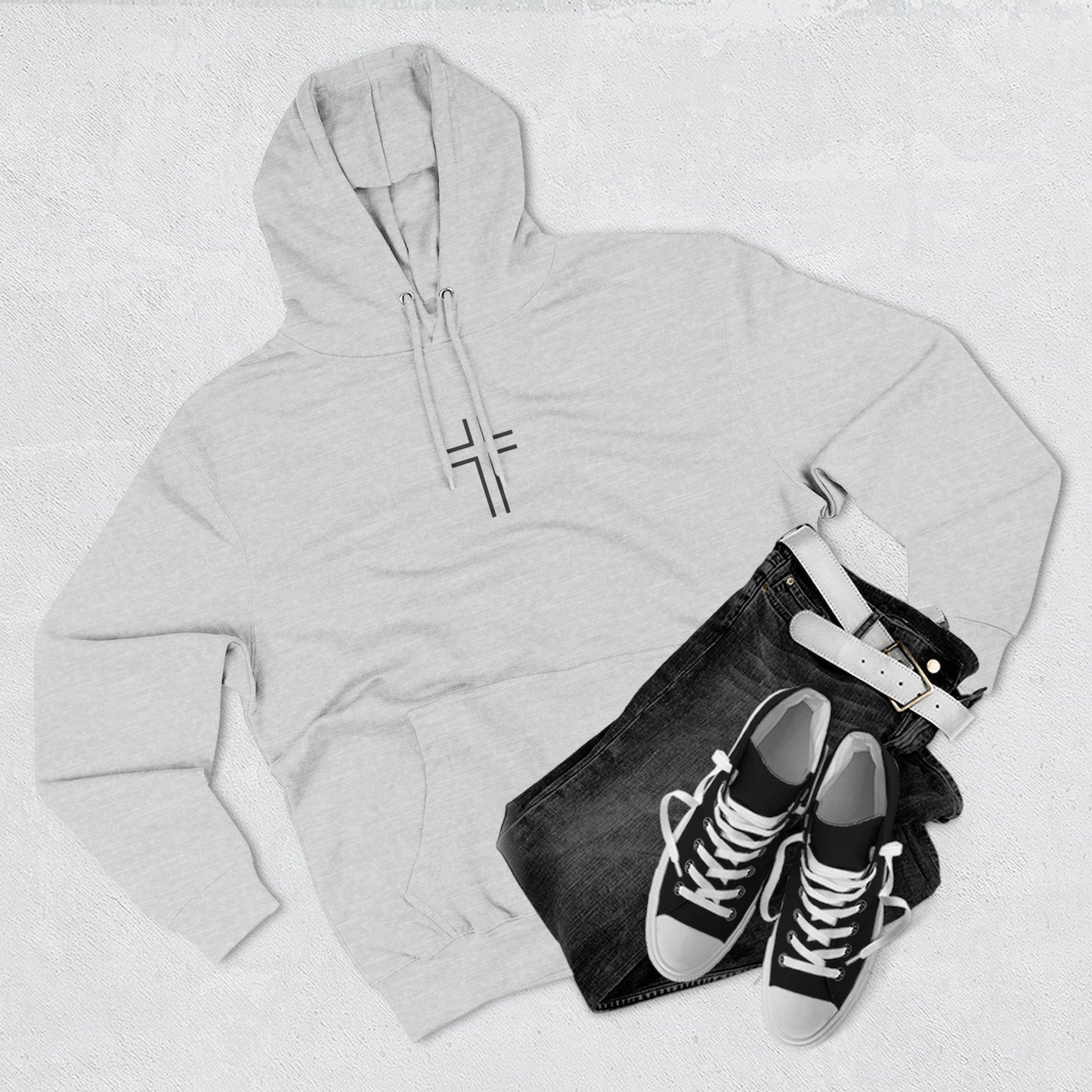 Minimalist | Unisex Fleece Hoodie with Cross Design