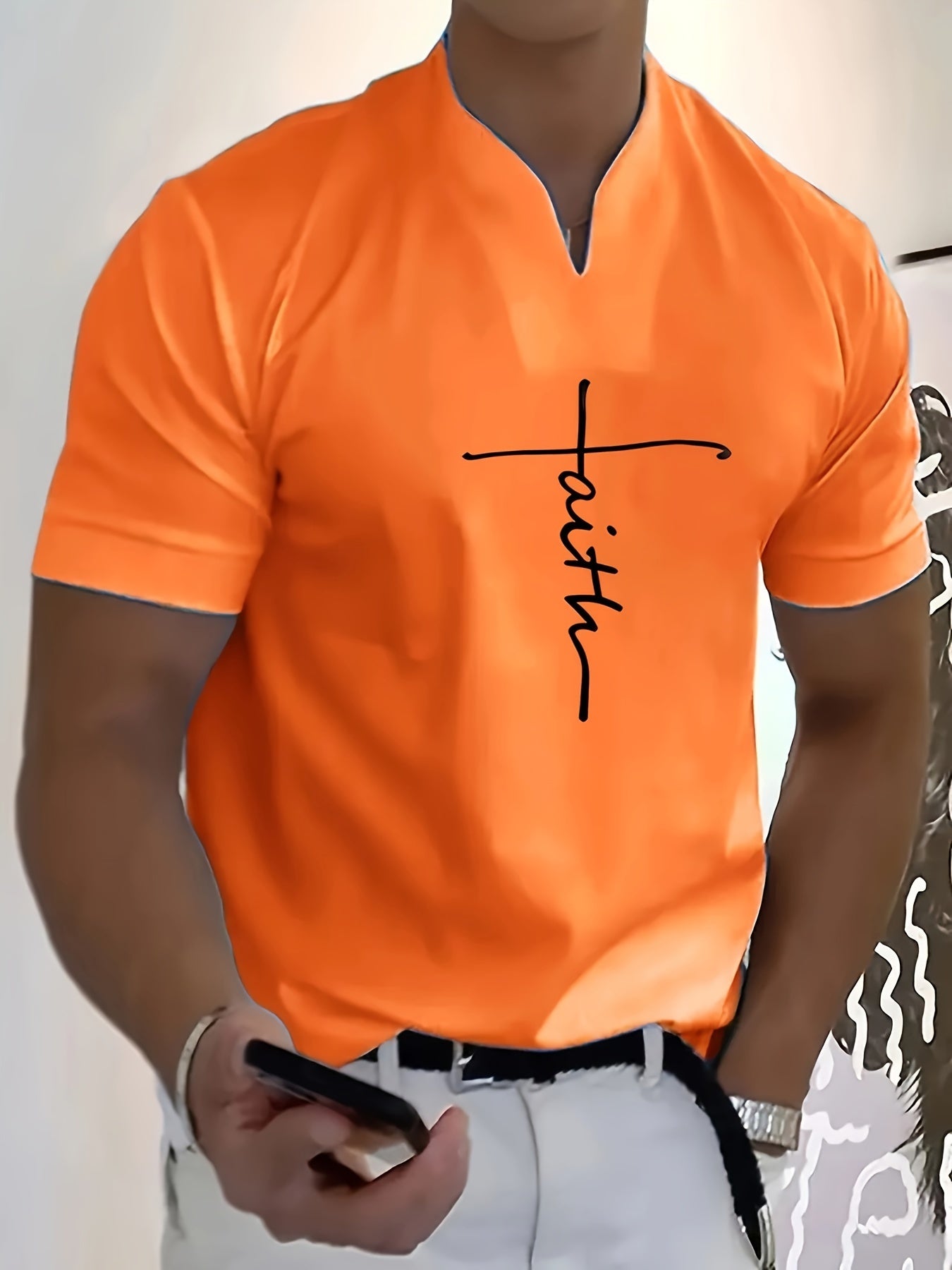 FAITH V-Neck Short Sleeve T-shirt For Men