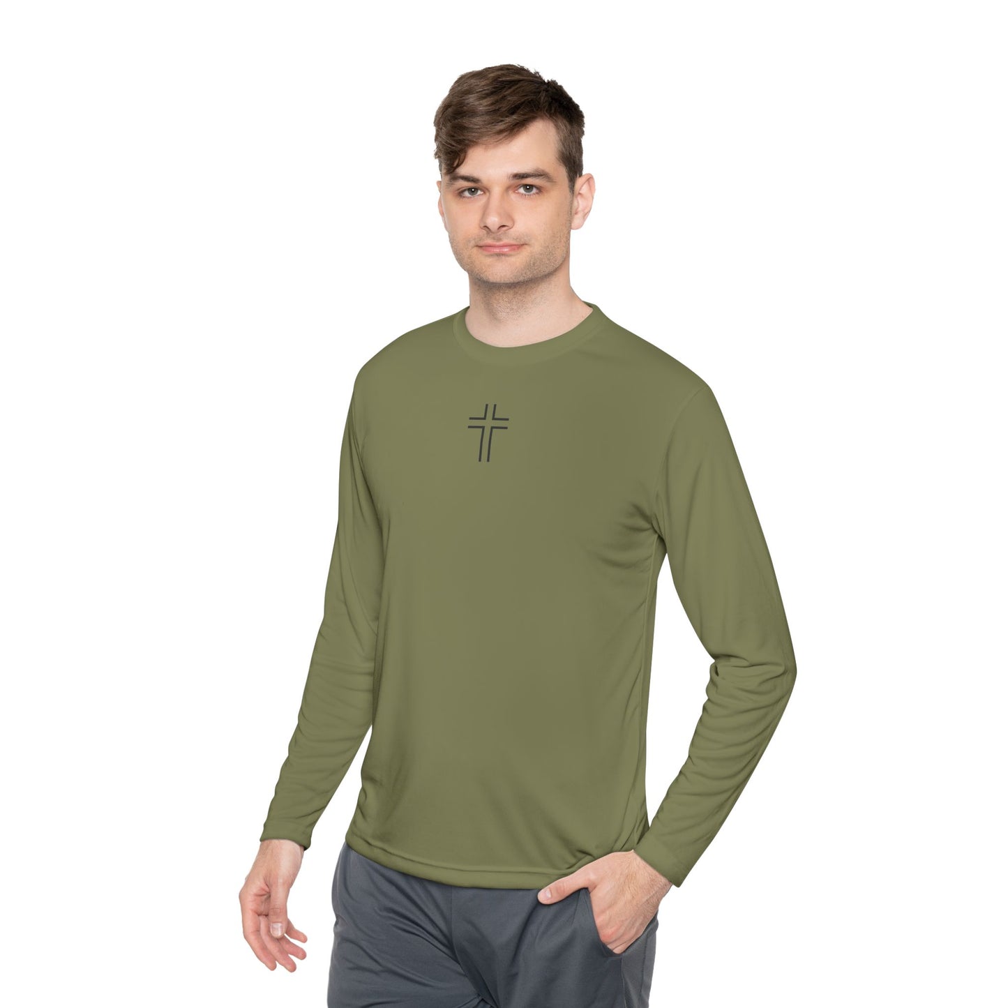 Minimalist | Unisex Long Sleeve Moisture Wicking Tee with Cross Design