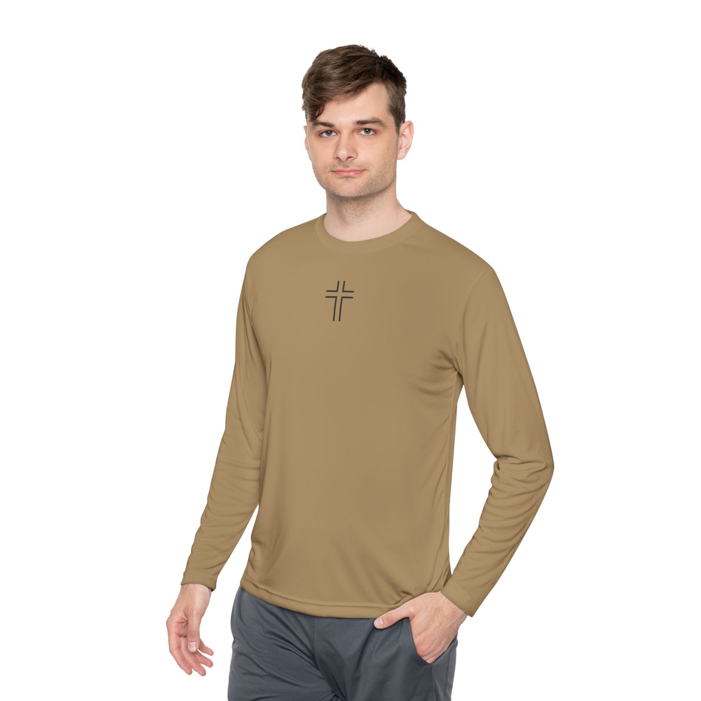 Minimalist | Unisex Long Sleeve Moisture Wicking Tee with Cross Design