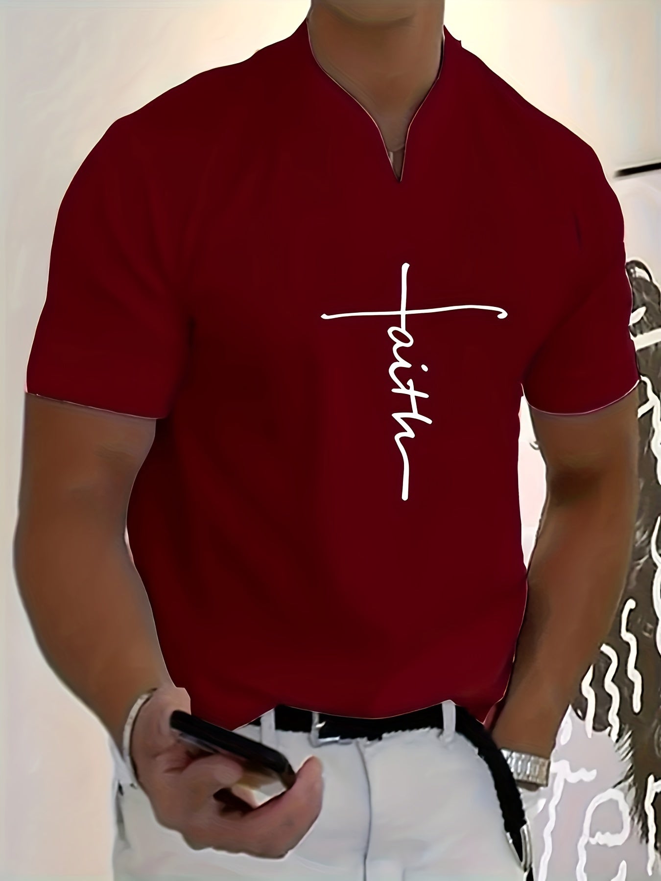 FAITH V-Neck Short Sleeve T-shirt For Men