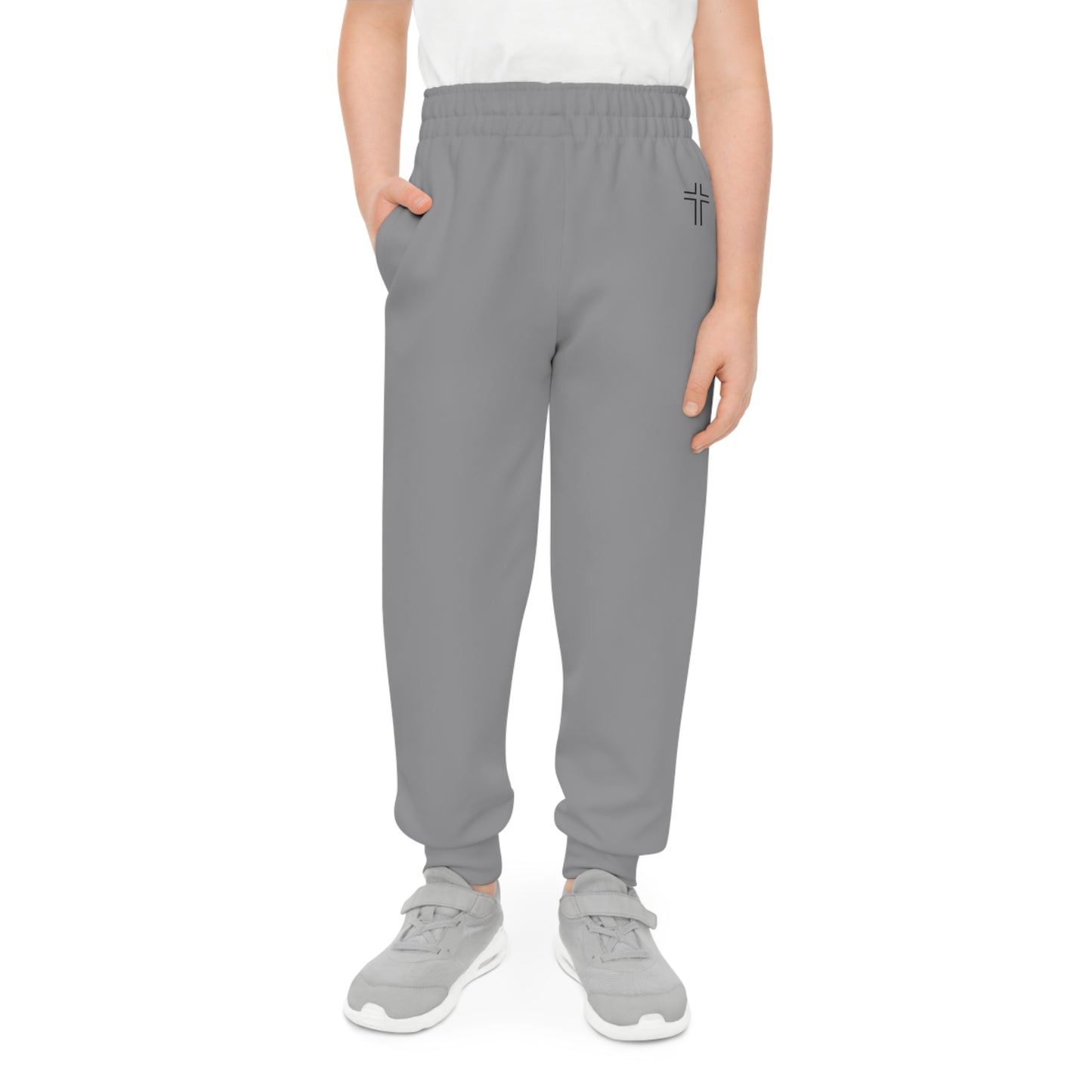 Minimalist | Muted Youth Joggers with Inspirational Cross Design - Comfortable & Stylish Activewear for Kids