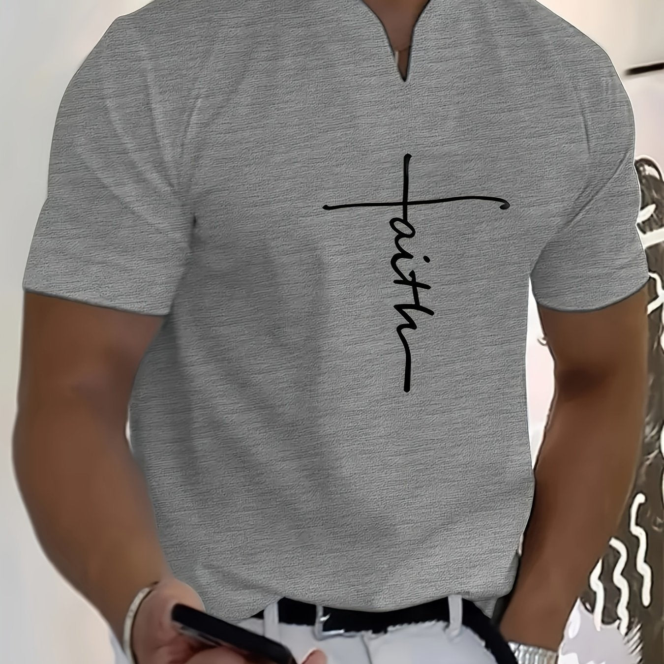 FAITH V-Neck Short Sleeve T-shirt For Men
