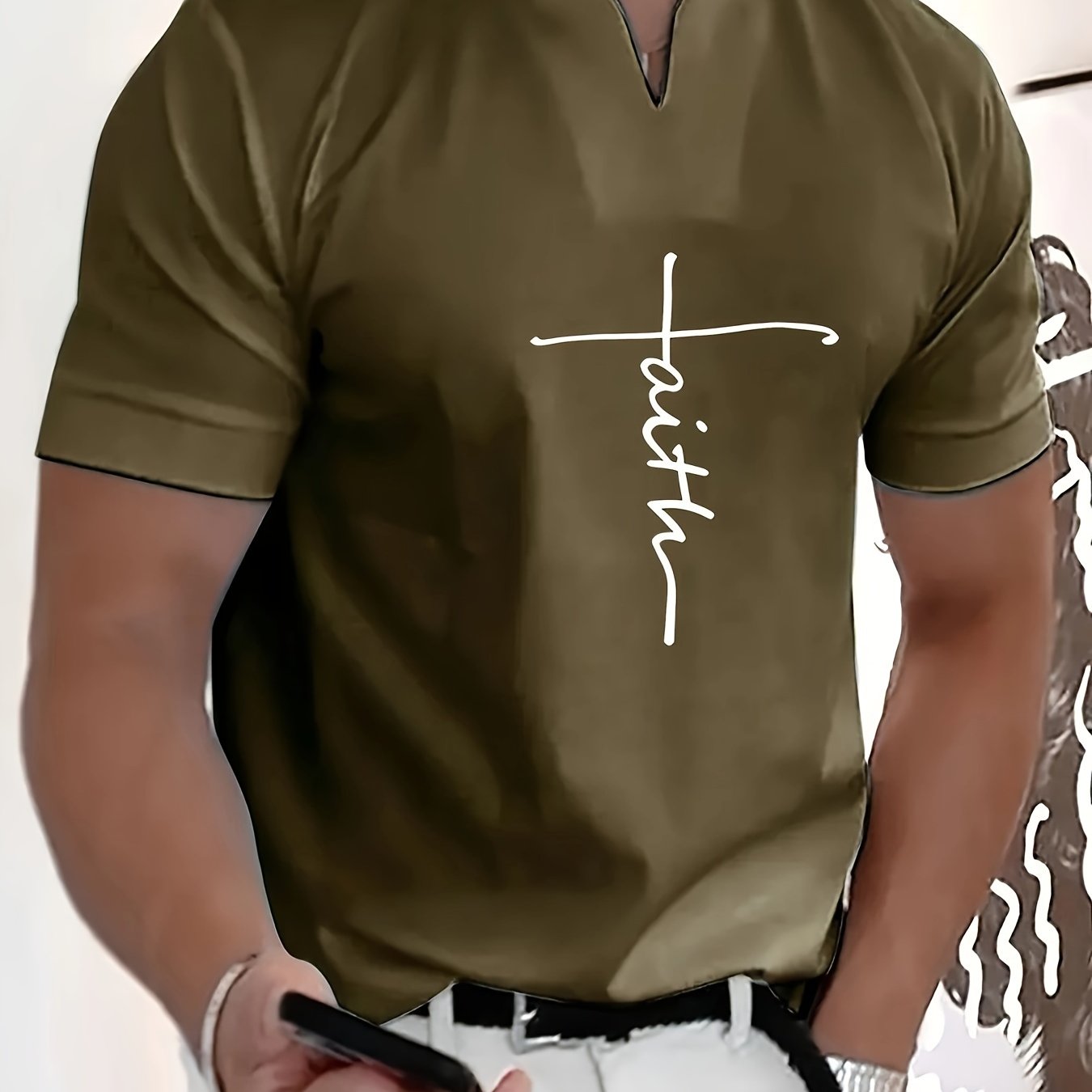 FAITH V-Neck Short Sleeve T-shirt For Men