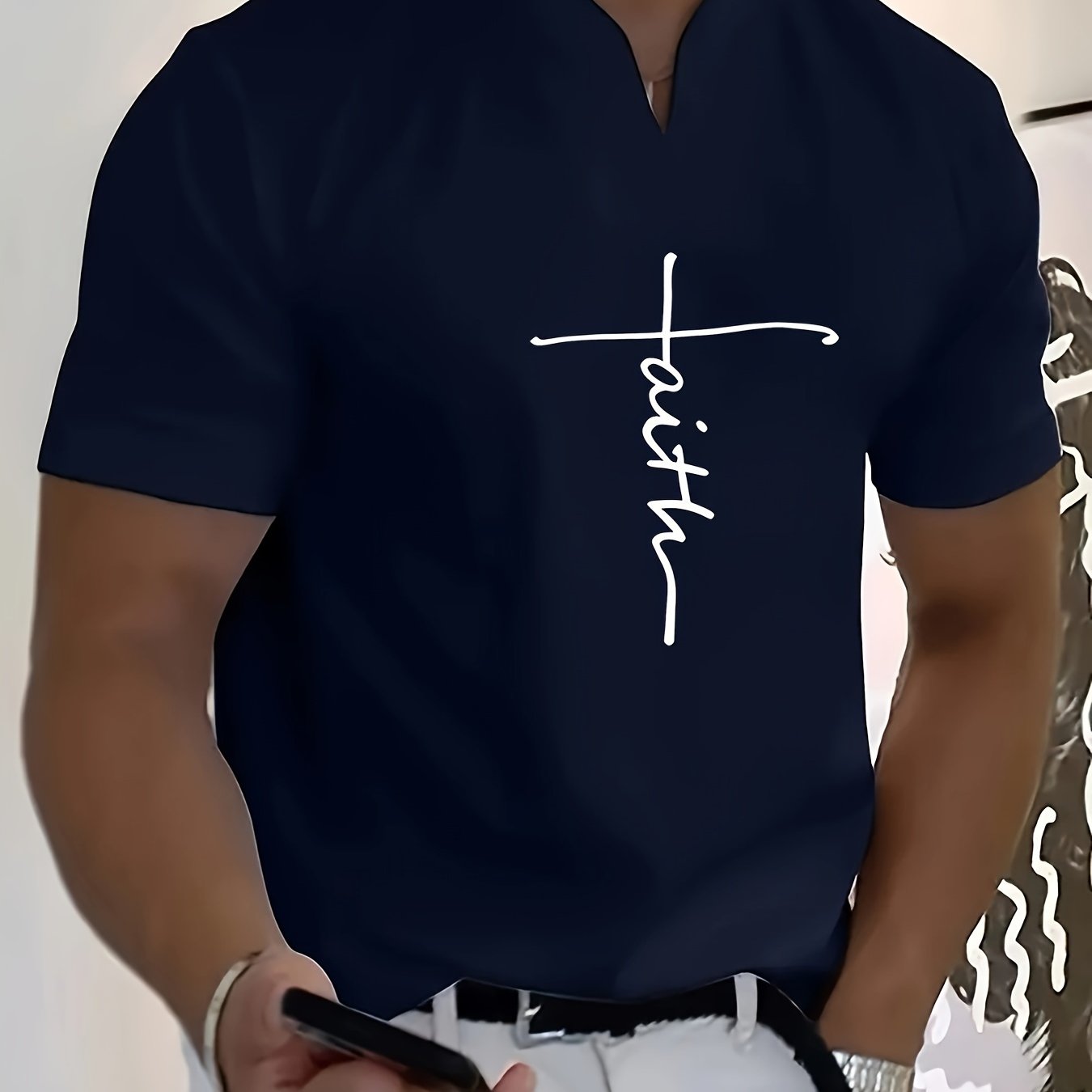 FAITH V-Neck Short Sleeve T-shirt For Men