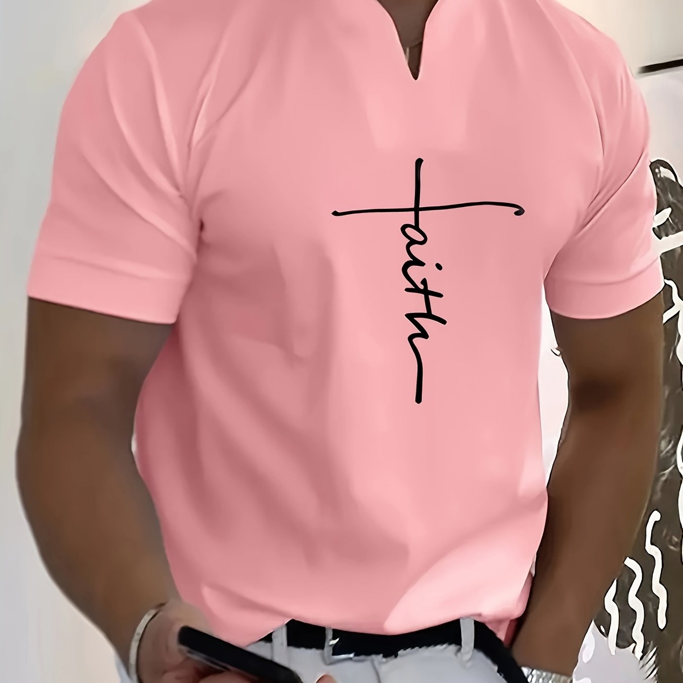 FAITH V-Neck Short Sleeve T-shirt For Men