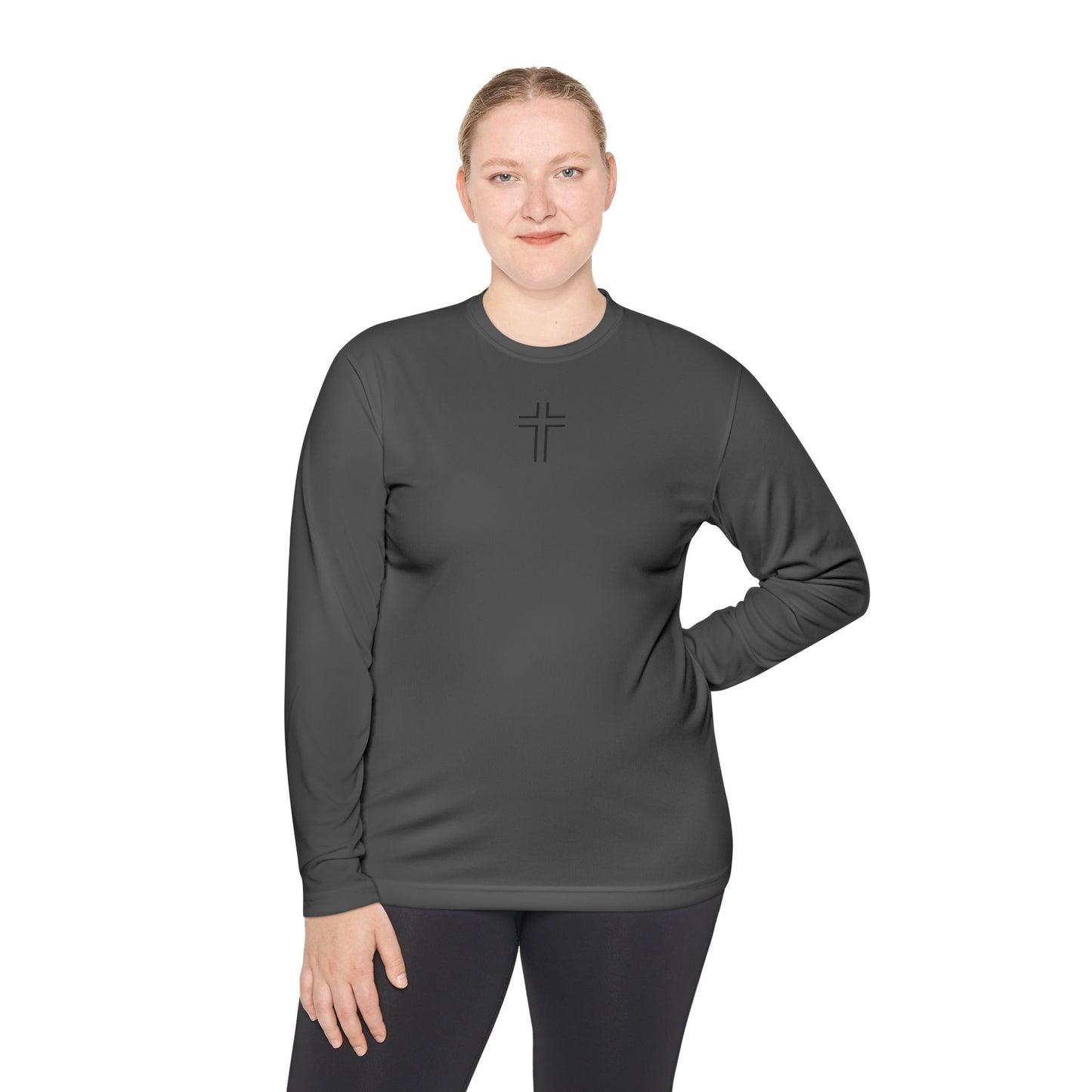 Minimalist | Unisex Long Sleeve Moisture Wicking Tee with Cross Design