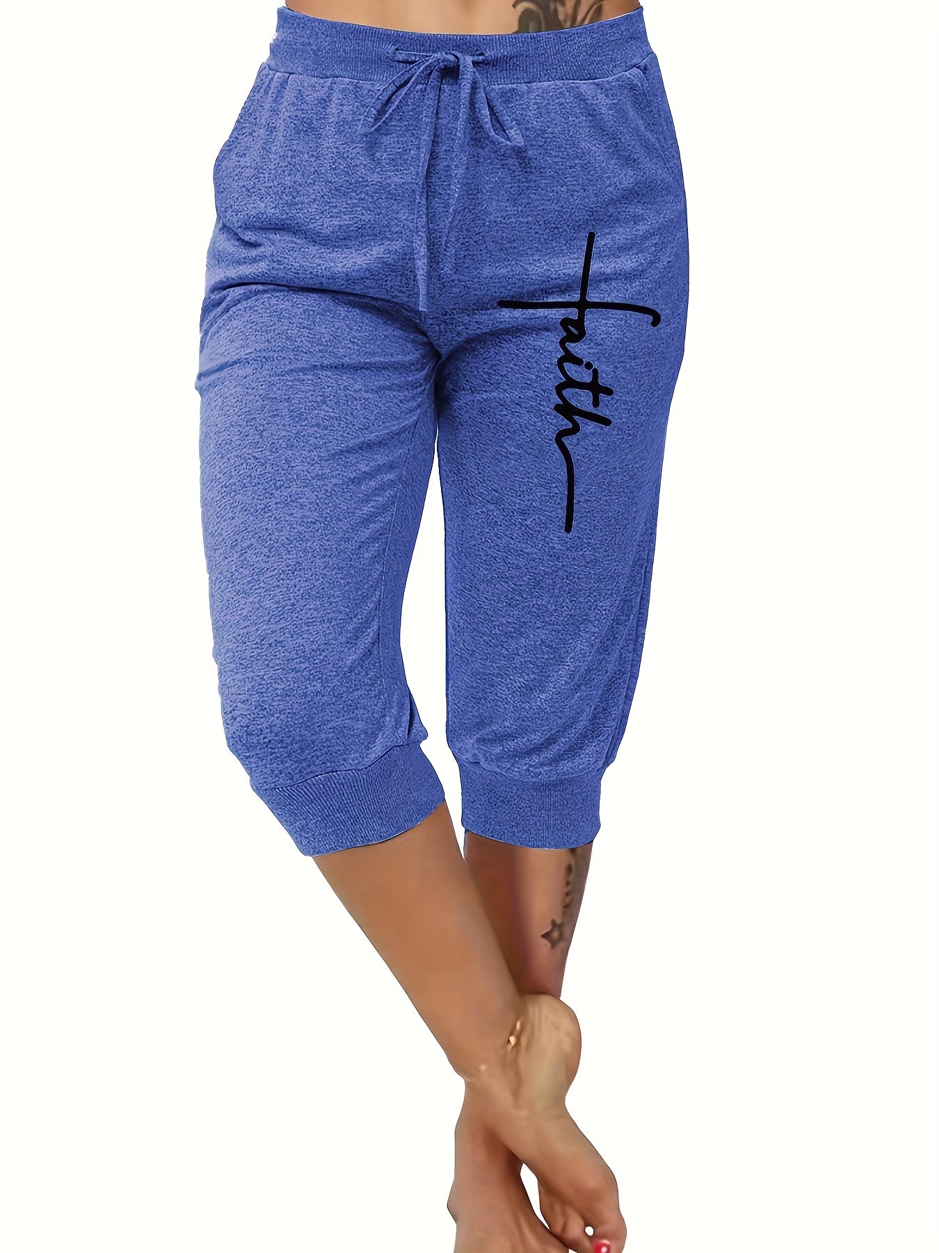 Women's Comfy Faith Printed Capris with Drawstring