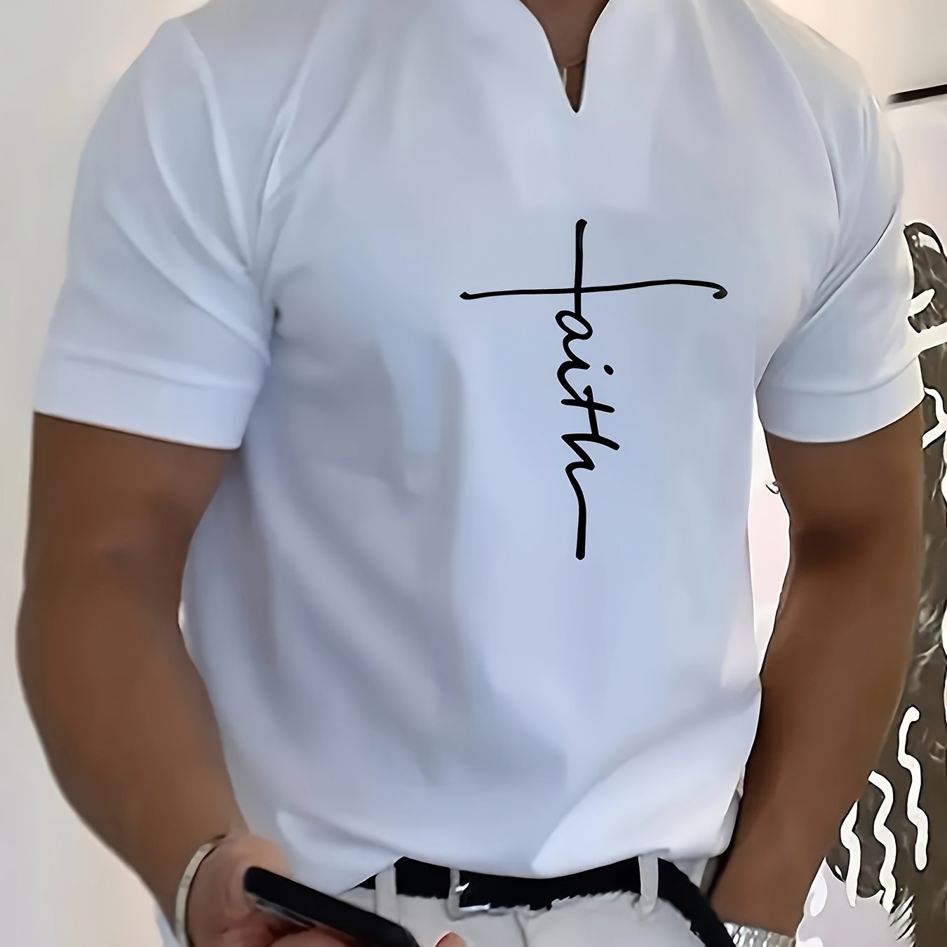 FAITH V-Neck Short Sleeve T-shirt For Men