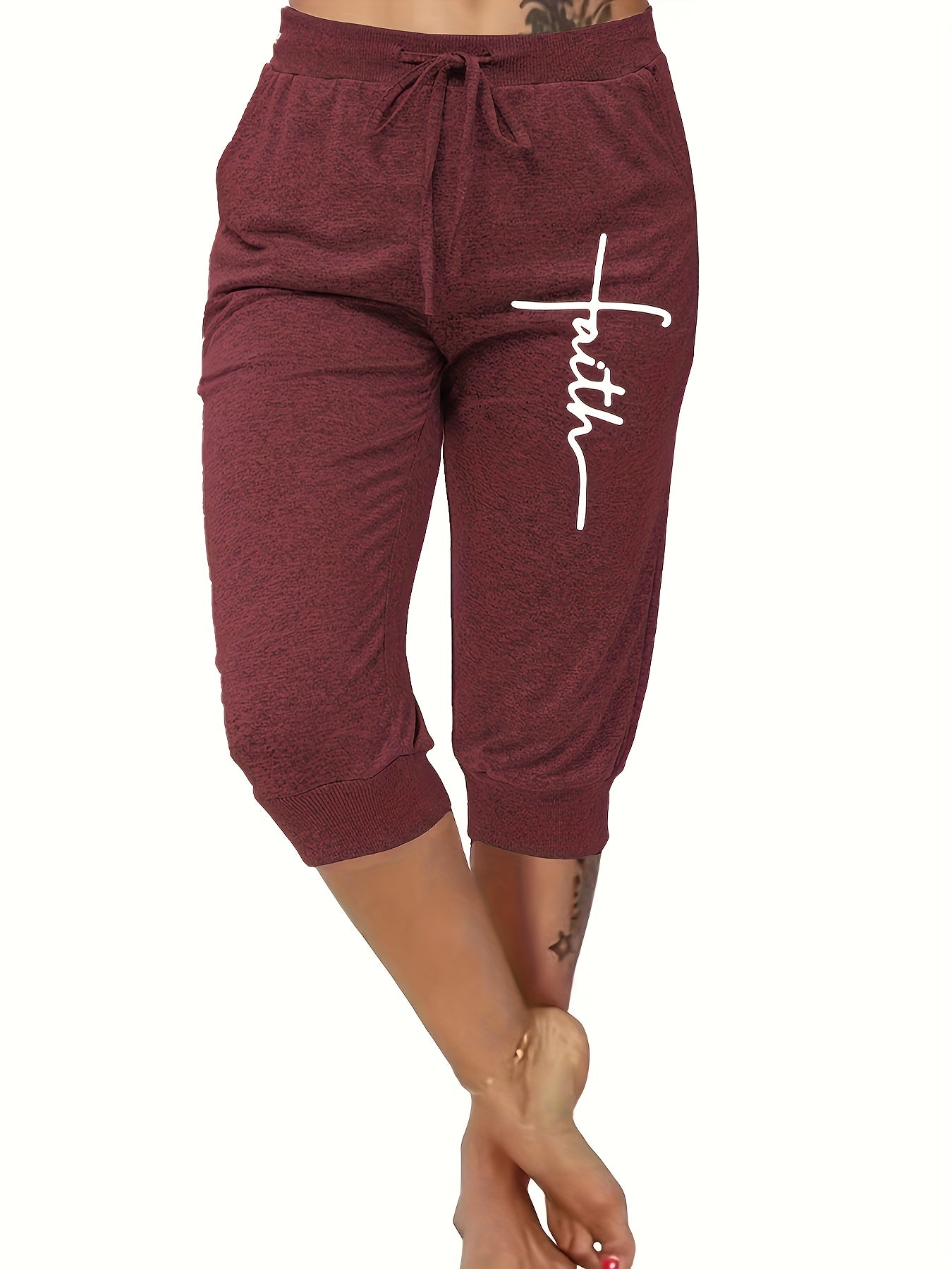Women's Comfy Faith Printed Capris with Drawstring
