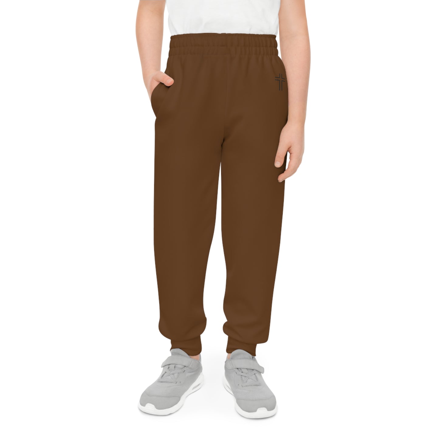 Minimalist | Muted Youth Joggers with Inspirational Cross Design - Comfortable & Stylish Activewear for Kids