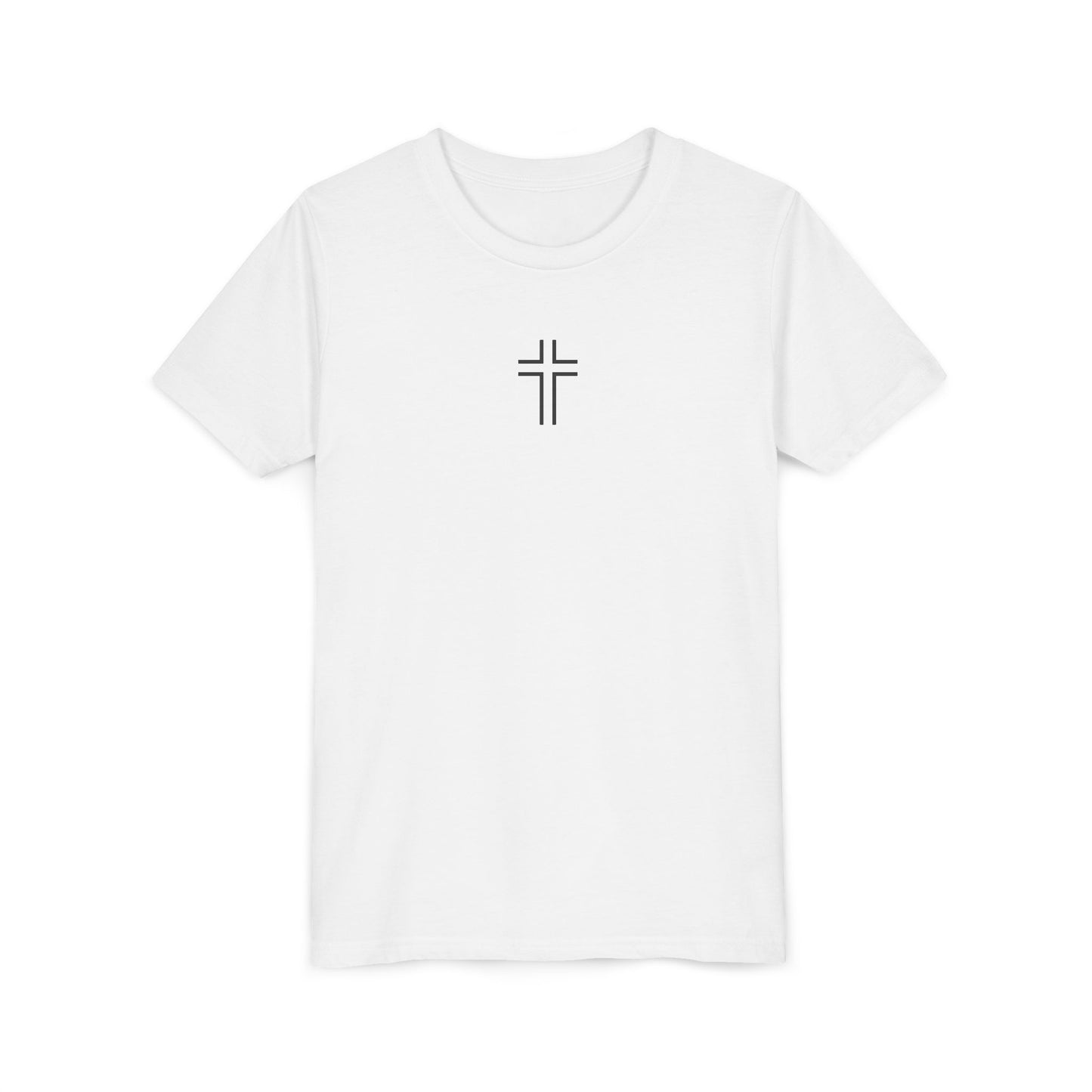 Minimalist | Youth Unisex Short Sleeve Tee with Cross Design