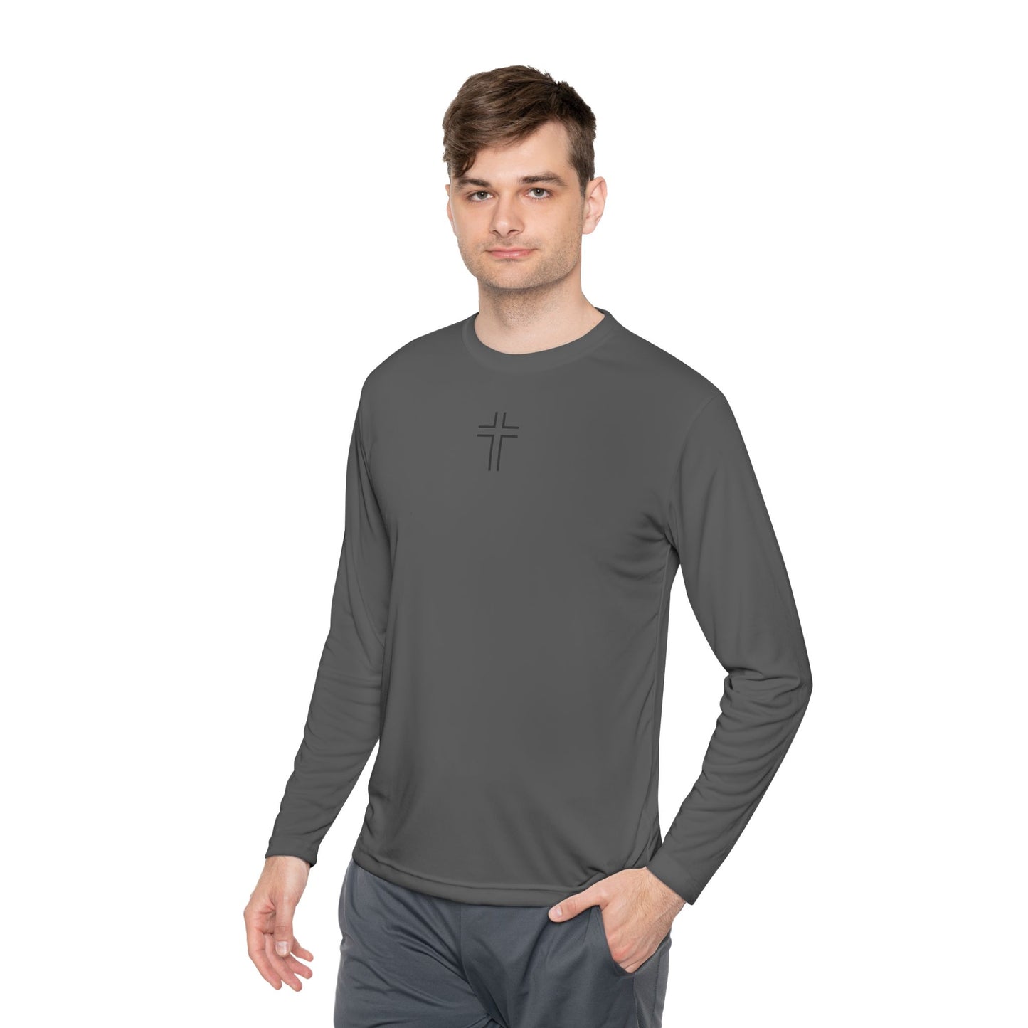 Minimalist | Unisex Long Sleeve Moisture Wicking Tee with Cross Design