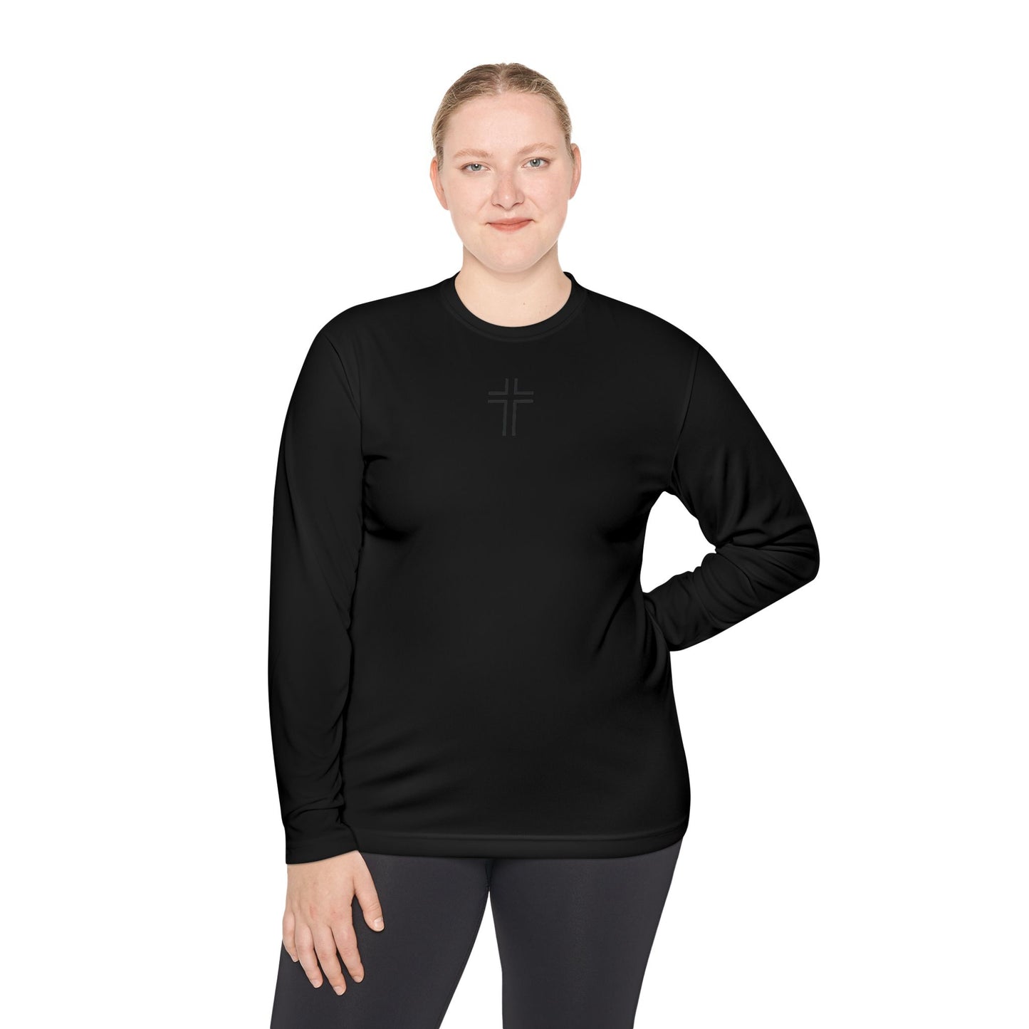 Minimalist | Unisex Long Sleeve Moisture Wicking Tee with Cross Design