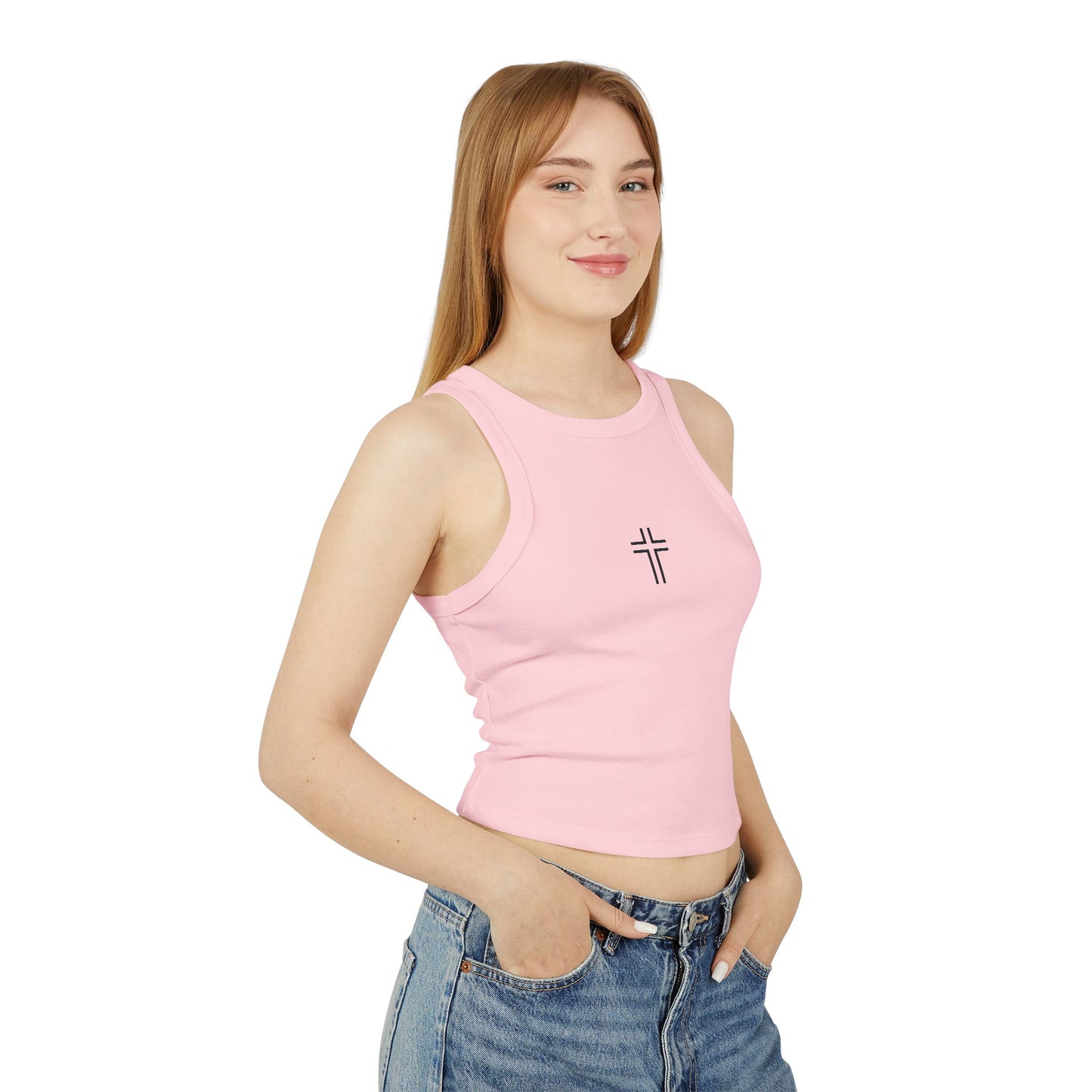 Minimalist | Women's Micro Rib Racer Cross Design Tank Top