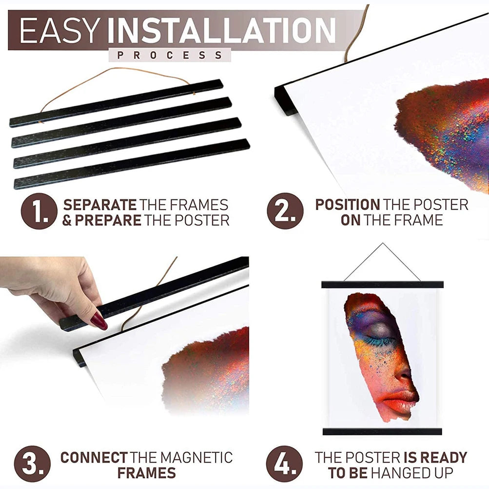 Wooden Magnetic DIY Poster Hanging Kit