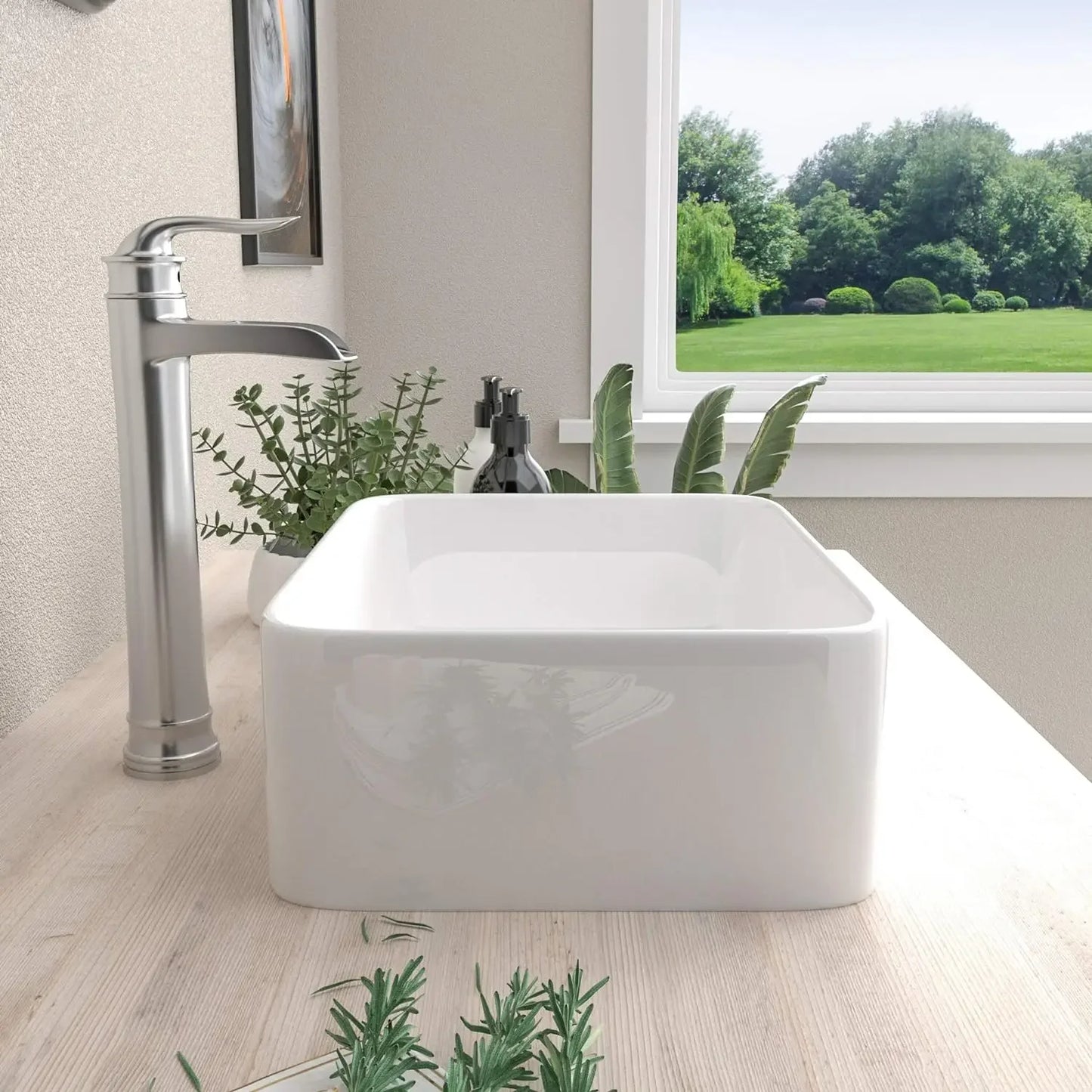 Vessel Sink Rectangle - Mocoloo 16"x12" Rectangular Bathroom White Porcelain Ceramic Lavatory Vanity Bowl s Abov