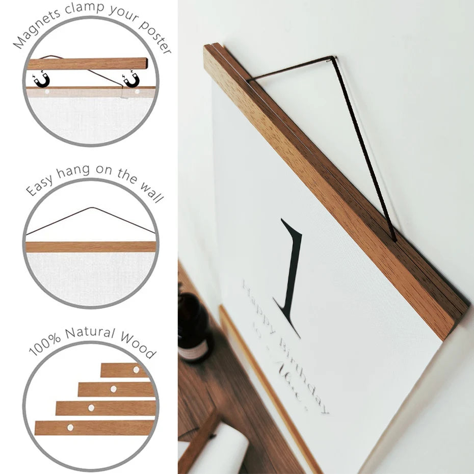 Wooden Magnetic DIY Poster Hanging Kit