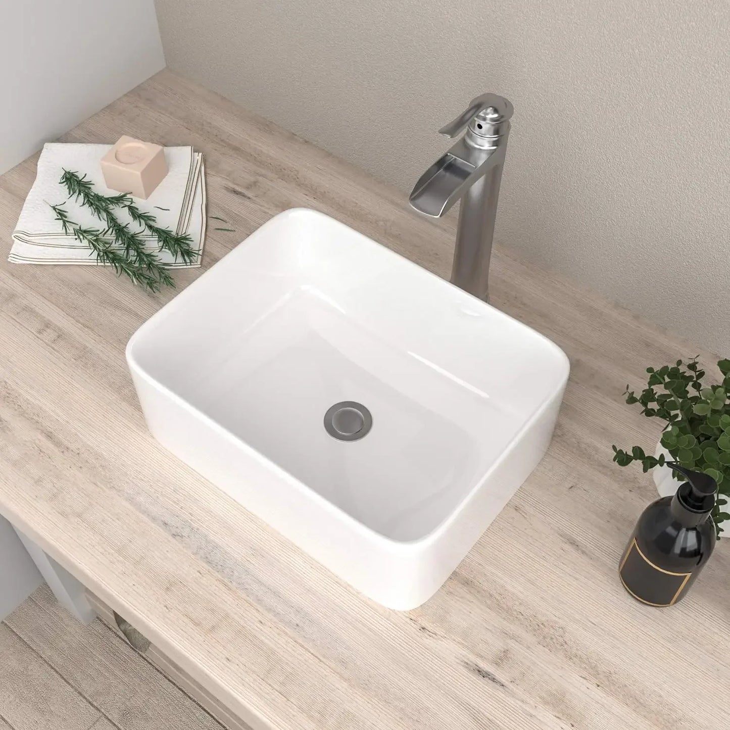 Vessel Sink Rectangle - Mocoloo 16"x12" Rectangular Bathroom White Porcelain Ceramic Lavatory Vanity Bowl s Abov