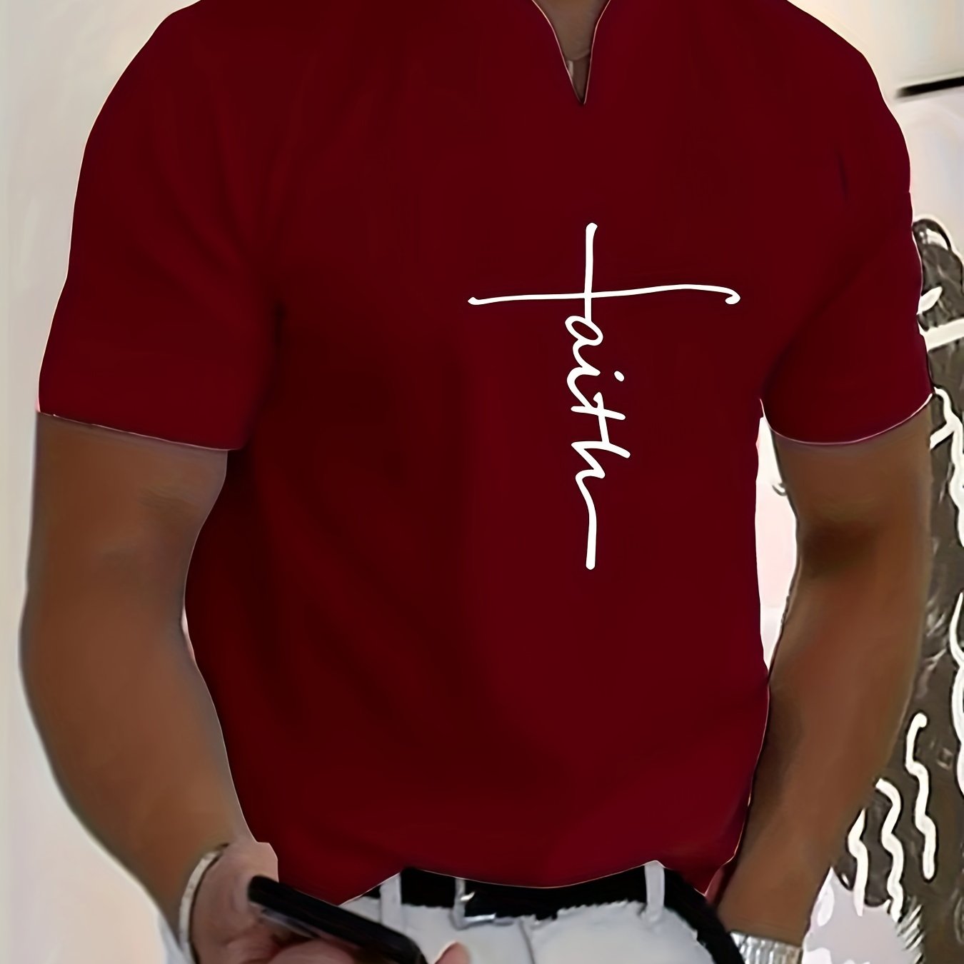 FAITH V-Neck Short Sleeve T-shirt For Men